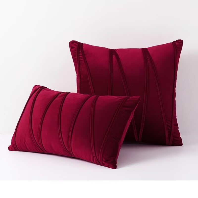 Dusty Rose Set of 2 Velvet Throw Pillows,Deluxe Solid Color Decorative Square Throw Pillows Lumbar Pillow Decor Floor Cushion Pillow for Couch Bay Window Office