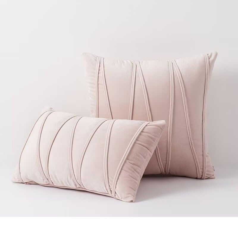 Dusty Rose Set of 2 Velvet Throw Pillows,Deluxe Solid Color Decorative Square Throw Pillows Lumbar Pillow Decor Floor Cushion Pillow for Couch Bay Window Office