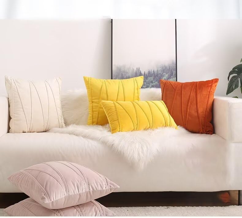 Dusty Rose Set of 2 Velvet Throw Pillows,Deluxe Solid Color Decorative Square Throw Pillows Lumbar Pillow Decor Floor Cushion Pillow for Couch Bay Window Office