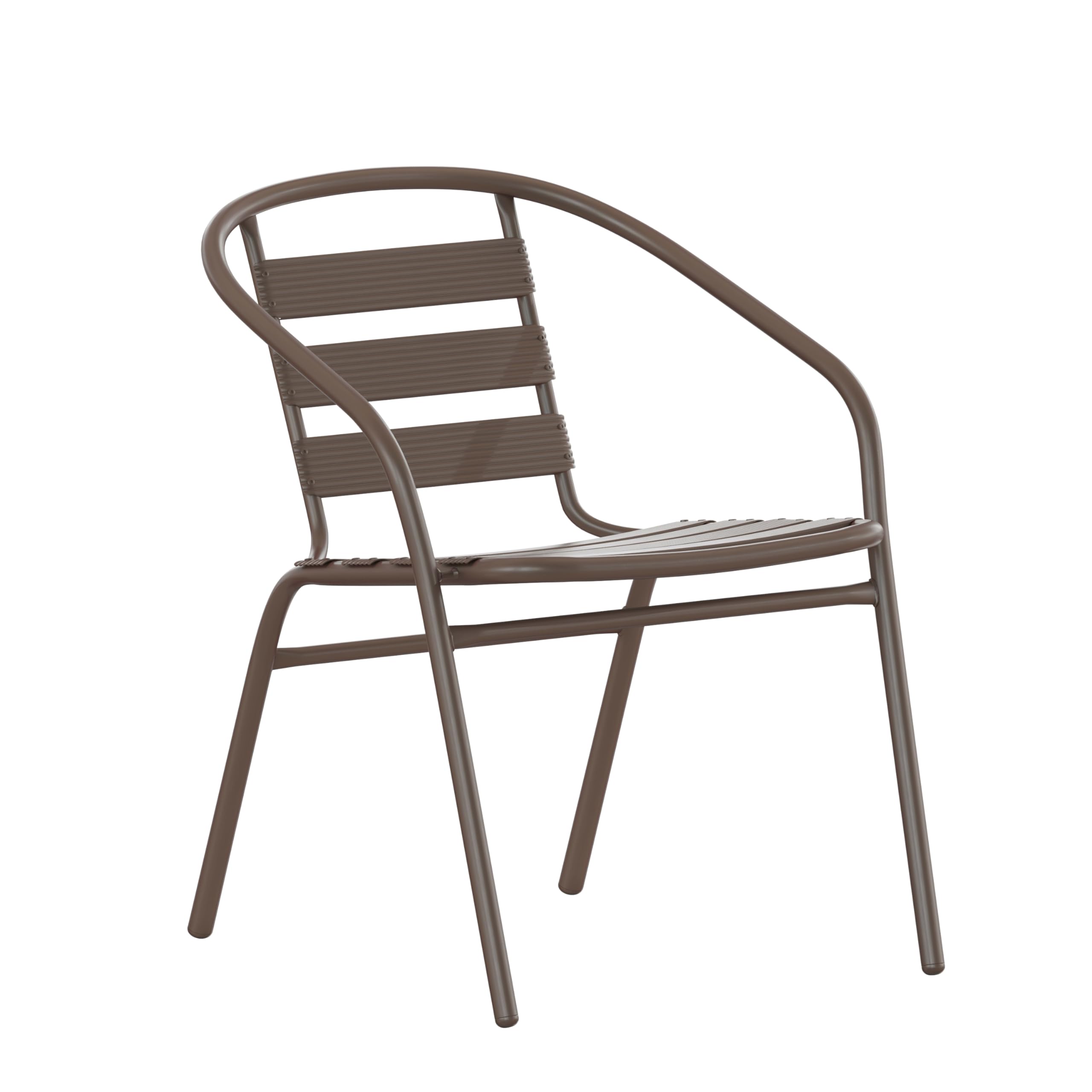 Flash Furniture Aluminum Slat Back Stacking Outdoor Restaurant Chairs, Modern Stackable Patio Chairs for Restaurants, Set of 4, Black