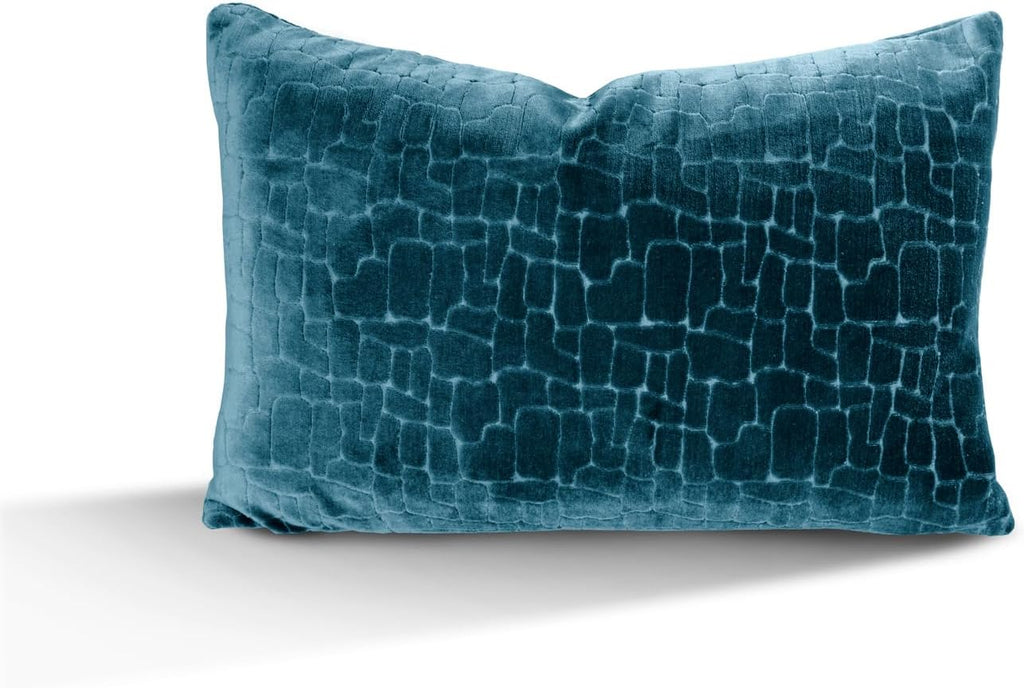 Austin Horn Classics Animal Pattern Cut Velvet Pillow Cover Only Set of 2 Teal Blue 20"X20"