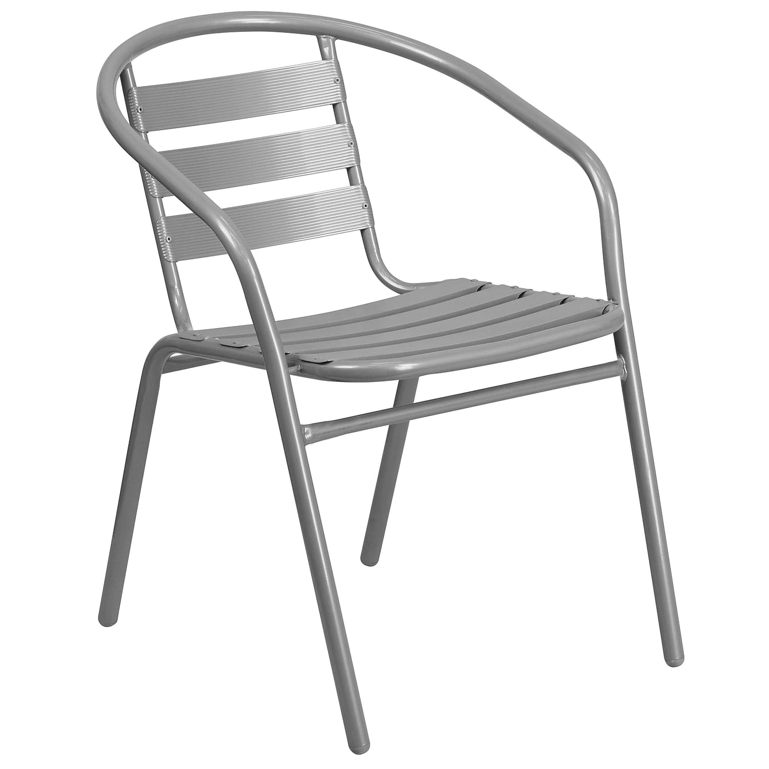 Flash Furniture Aluminum Slat Back Stacking Outdoor Restaurant Chairs, Modern Stackable Patio Chairs for Restaurants, Set of 4, Black