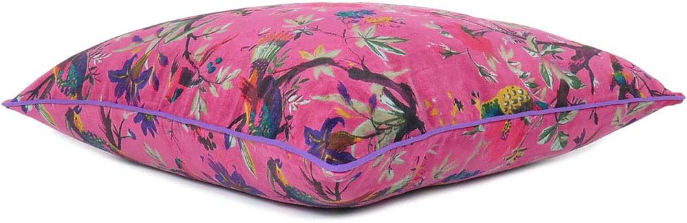 24x24 inch Burgundy Red Velvet Floral Flower Bird Throw Pillow Sofa Cushion Cover Case Couch Bohemian Accent Colorful Boho Chic Indian Handmade Cover Only