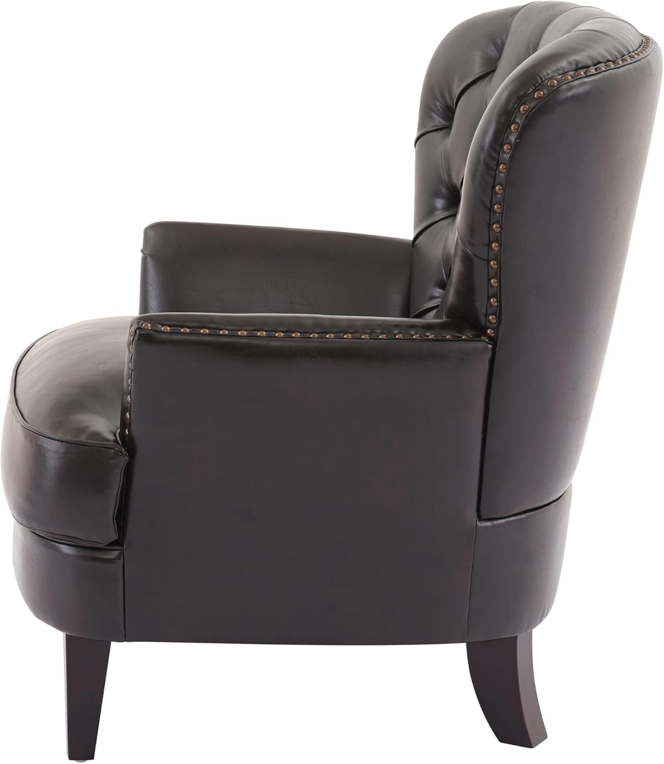 Christopher Knight Home Tafton Tufted Leather Club Chair, Brown 35D x 33.5W x 34.5H in