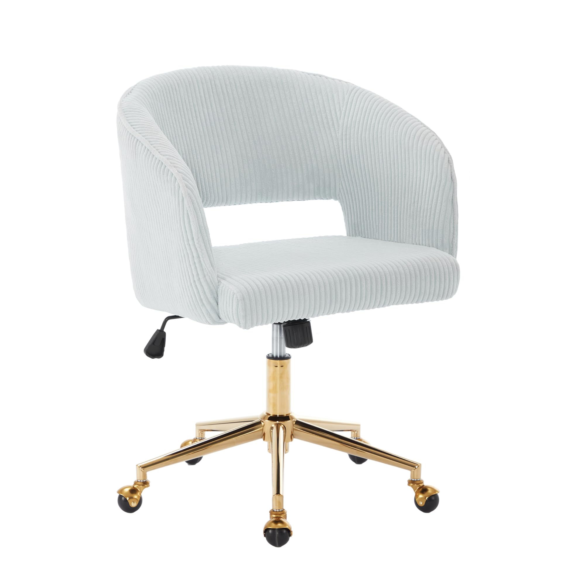 Home Office Chair Swivel Velvet Desk Chair Accent Armchair Upholstered Modern Tufted Chairs with Gold Base for Girls Women Ergonomic Study Seat Computer Task Stools for Living Room(Cream)