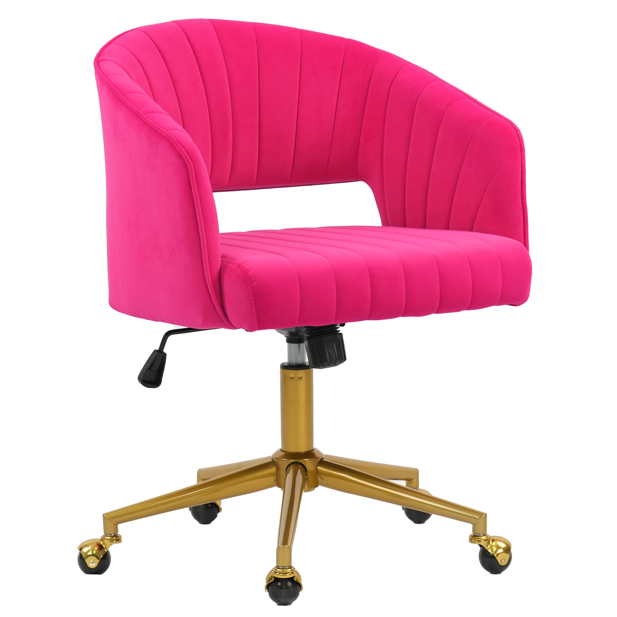 Home Office Chair Swivel Velvet Desk Chair Accent Armchair Upholstered Modern Tufted Chairs with Gold Base for Girls Women Ergonomic Study Seat Computer Task Stools for Living Room(Cream)