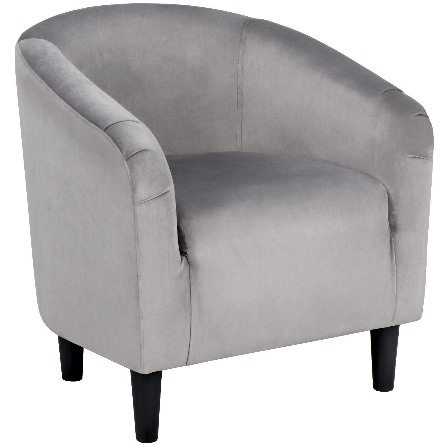 Yaheetech Velvet Club Chair, Modern Tufted Accent Chair with Armrest, Upholstered Barrel Chair with Solid Legs for Living Room/Bedroom/Study/Waiting Room, Navy Blue