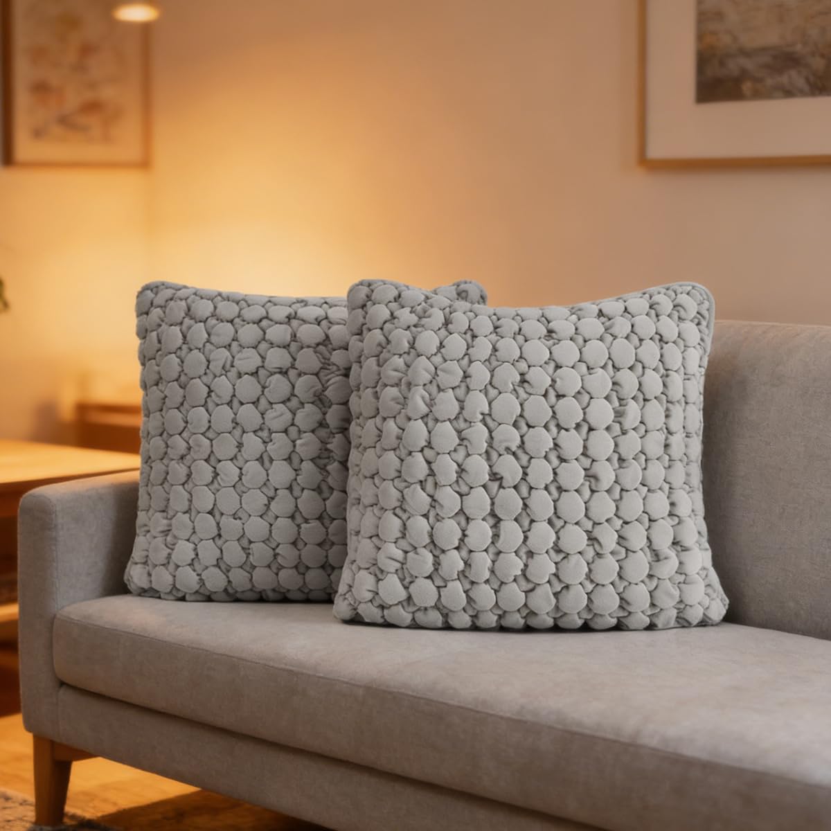 Pillow Covers 24x24 Set of 2 Velvet Euro Shams Decorative Farmhouse Pillowcases Boho Square Cushion Covers Soft Bubble Texture for Couch Sofa Bed Bedroom Car Living Room,Blue