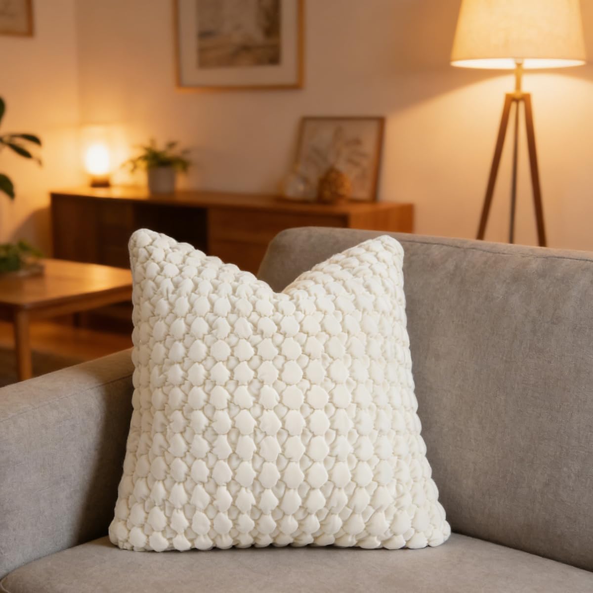 Pillow Covers 24x24 Set of 2 Velvet Euro Shams Decorative Farmhouse Pillowcases Boho Square Cushion Covers Soft Bubble Texture for Couch Sofa Bed Bedroom Car Living Room,Blue