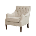 Madison Park Accent Chair for Living Room, Upholstered Button Tufted Back, Removable 5.75" T Seat Cushion, Solid Wood Legs, Modern Accent Armchair Family Room Furniture, Bedroom Chair, 29.25"W Beige