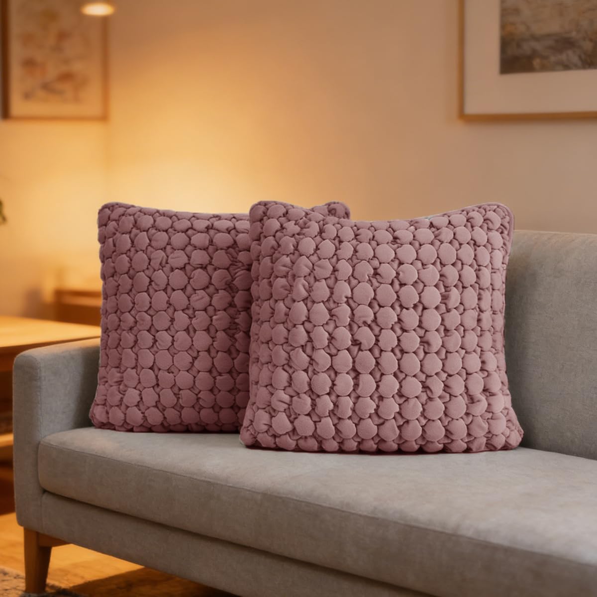 Pillow Covers 24x24 Set of 2 Velvet Euro Shams Decorative Farmhouse Pillowcases Boho Square Cushion Covers Soft Bubble Texture for Couch Sofa Bed Bedroom Car Living Room,Blue