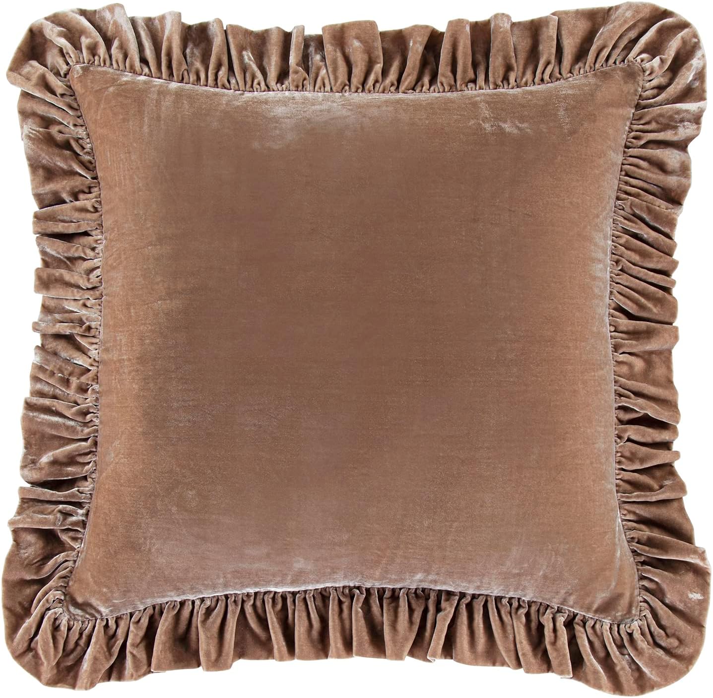 HiEnd Accents Stella Faux Silk Velvet Euro Sham Pillow Cover, 27x27 inch, Dusty Rose, Romantic Western Modern Traditional Style Luxury Bedding