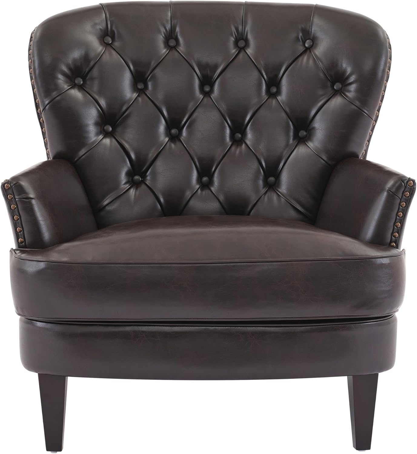 Christopher Knight Home Tafton Tufted Leather Club Chair, Brown 35D x 33.5W x 34.5H in