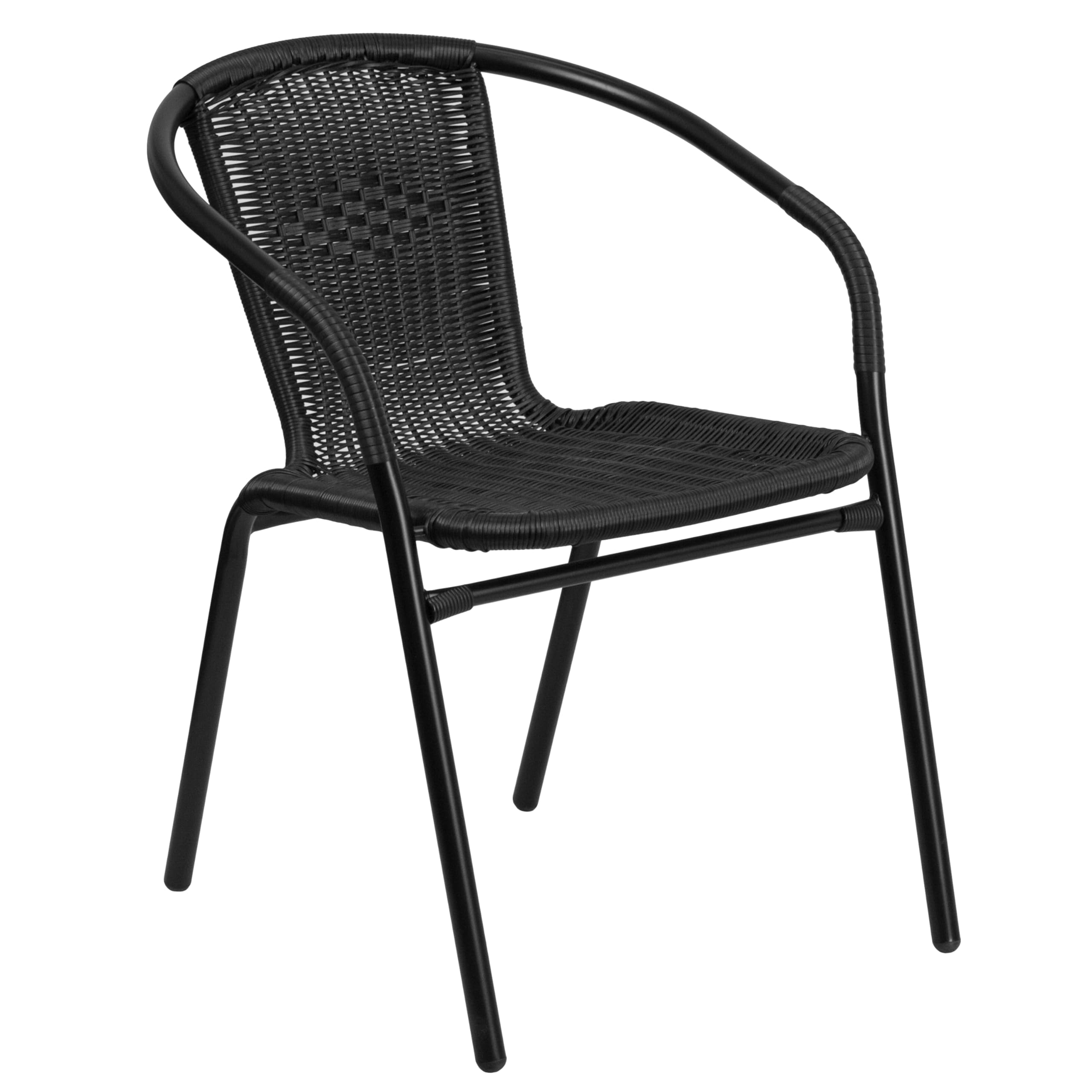 Flash Furniture Lila 4 Pack Beige Rattan Indoor-Outdoor Restaurant Stack Chair | Versatile and Stylish Seating