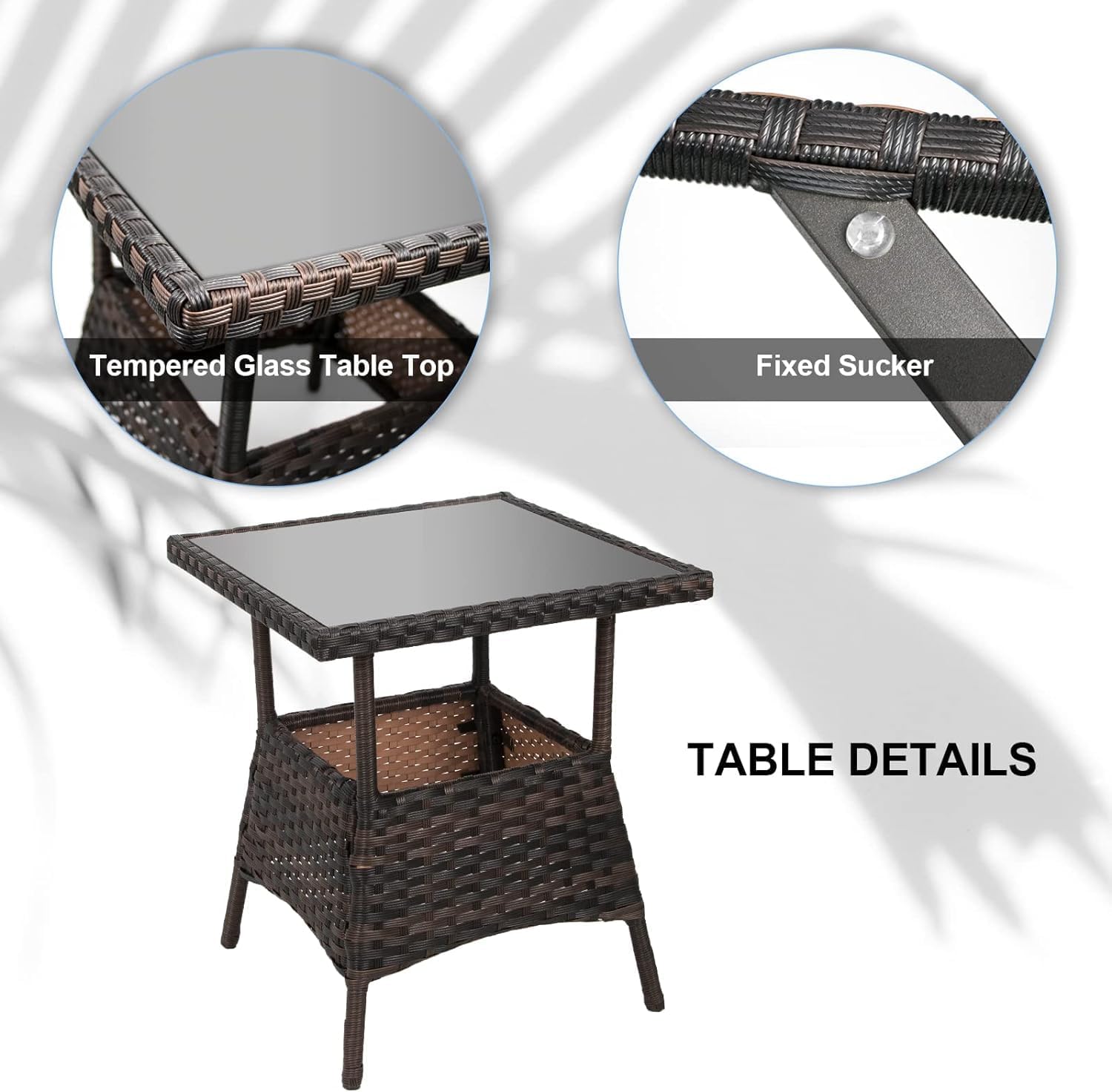 LEVELEVE 3 pcs Rocking Bistro Set Conversation Chairs PE Wicker Outdoor Rocking Chairs & Glass Table,for Porch Lawn Garden Backyard Deck(Rocking Set,Black)
