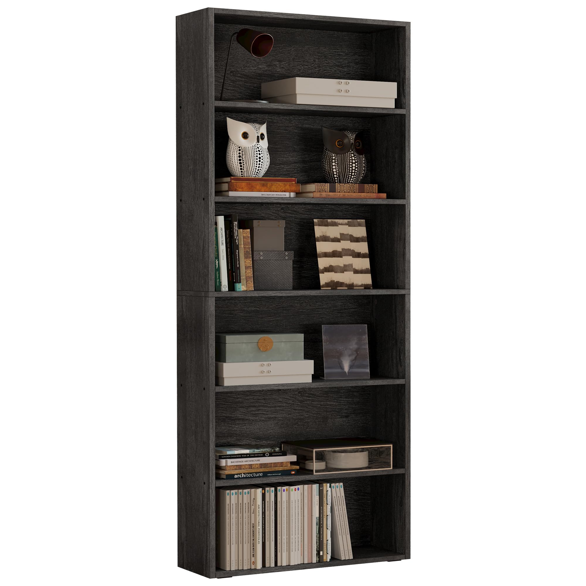 IRONCK Industrial Bookshelves and Bookcases Floor Standing 6 Shelf Display Storage Shelves 70 in Tall Bookcase Home Decor Furniture for Home Office, Living Room, Bed Room, Vintage Brown