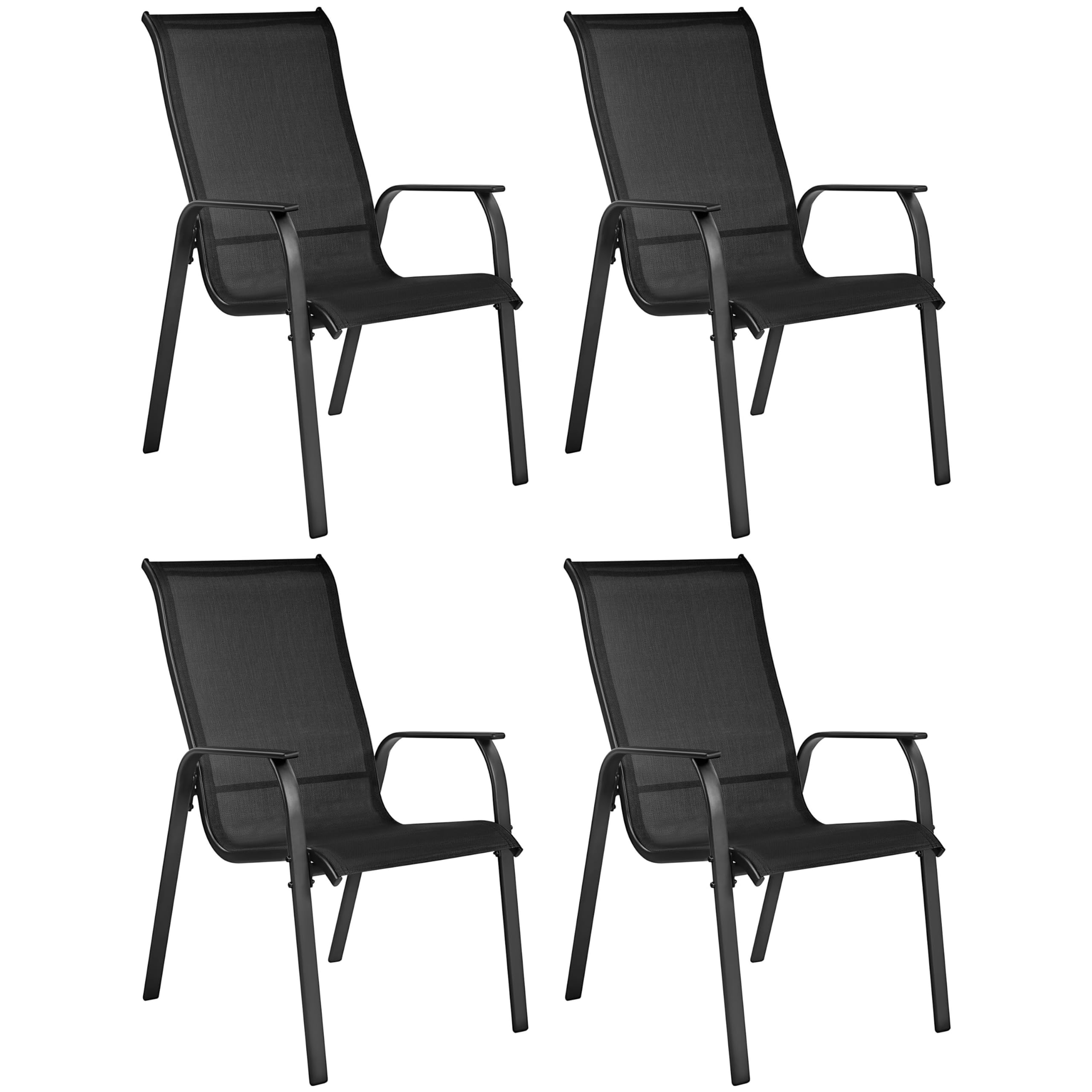 Yaheetech Set of 2 Patio Dining Chairs, Outdoor Stackable Patio Chairs with Backrest/Armrests, All Weather Chairs for Garden/Lawn/Porch/Backyard Pool, Black