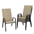 JEAREY Patio Dining Chairs Set of 4, Outdoor Stackable Dining Furniture Set, All Weather Dining Set for Lawn, Garden, Backyard, Poolside, Deep Gray
