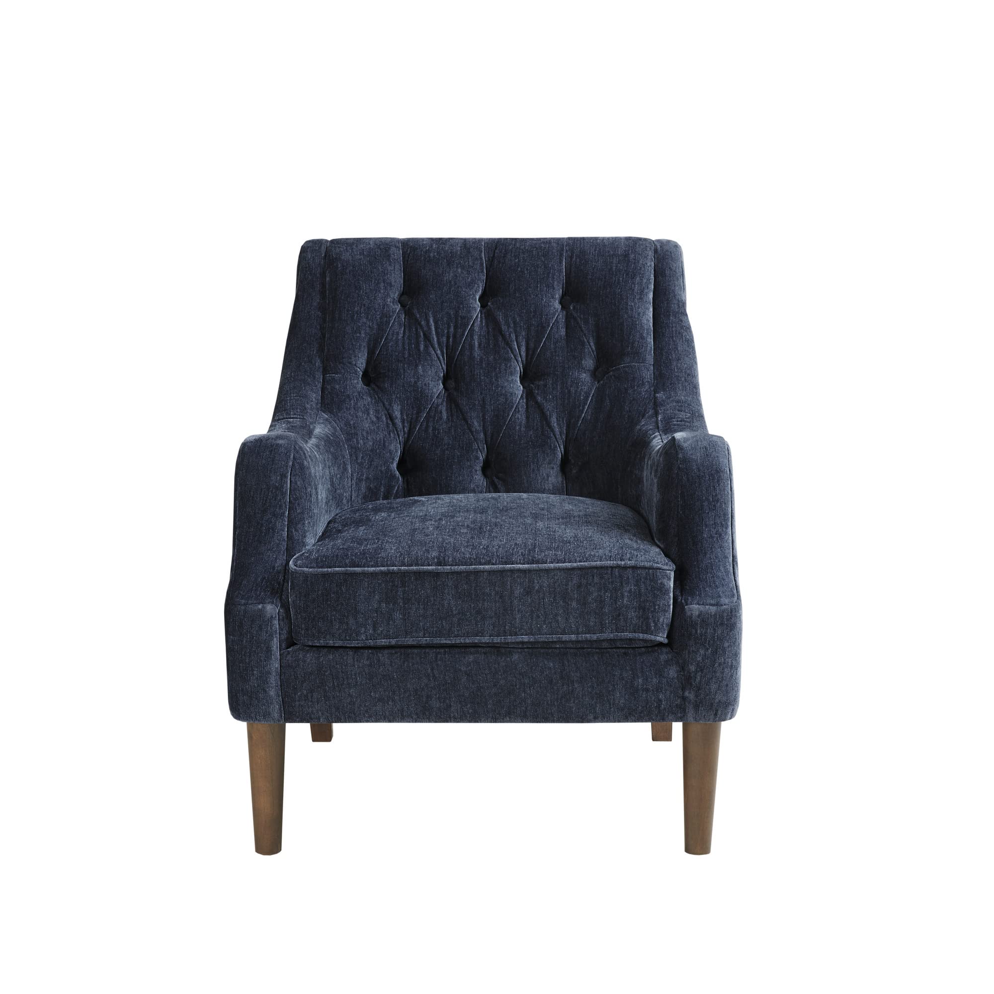 Madison Park Accent Chair for Living Room, Upholstered Button Tufted Back, Removable 5.75" T Seat Cushion, Solid Wood Legs, Modern Accent Armchair Family Room Furniture, Bedroom Chair, 29.25"W Beige