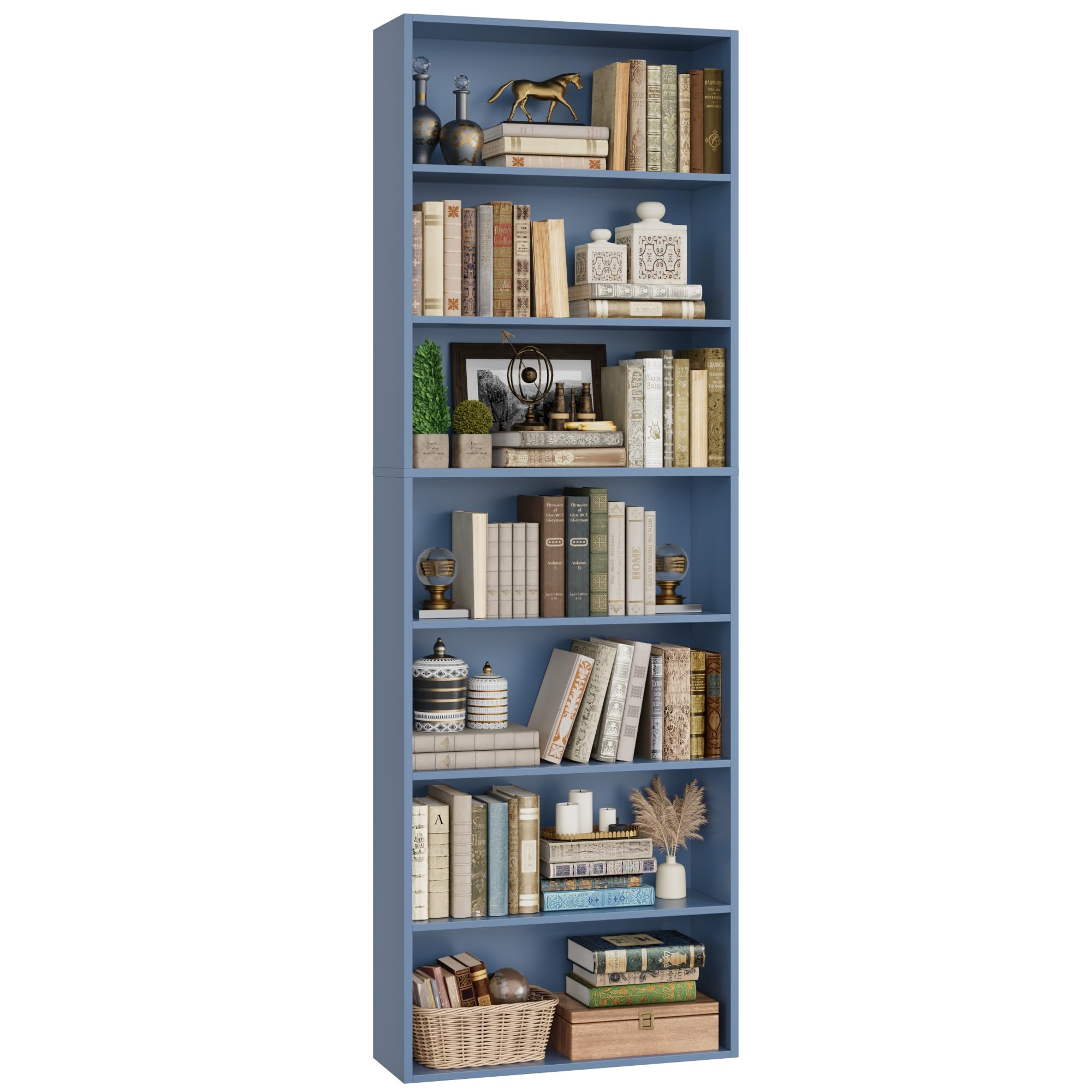 FACBOTALL 82" Tall Bookshelf, 7-Tier Open Shelves Bookcase, Freestanding Display Storage Shelves, Tall Bookcase Home Decor Furniture for Home Office, Living Room, Bedroom, Green