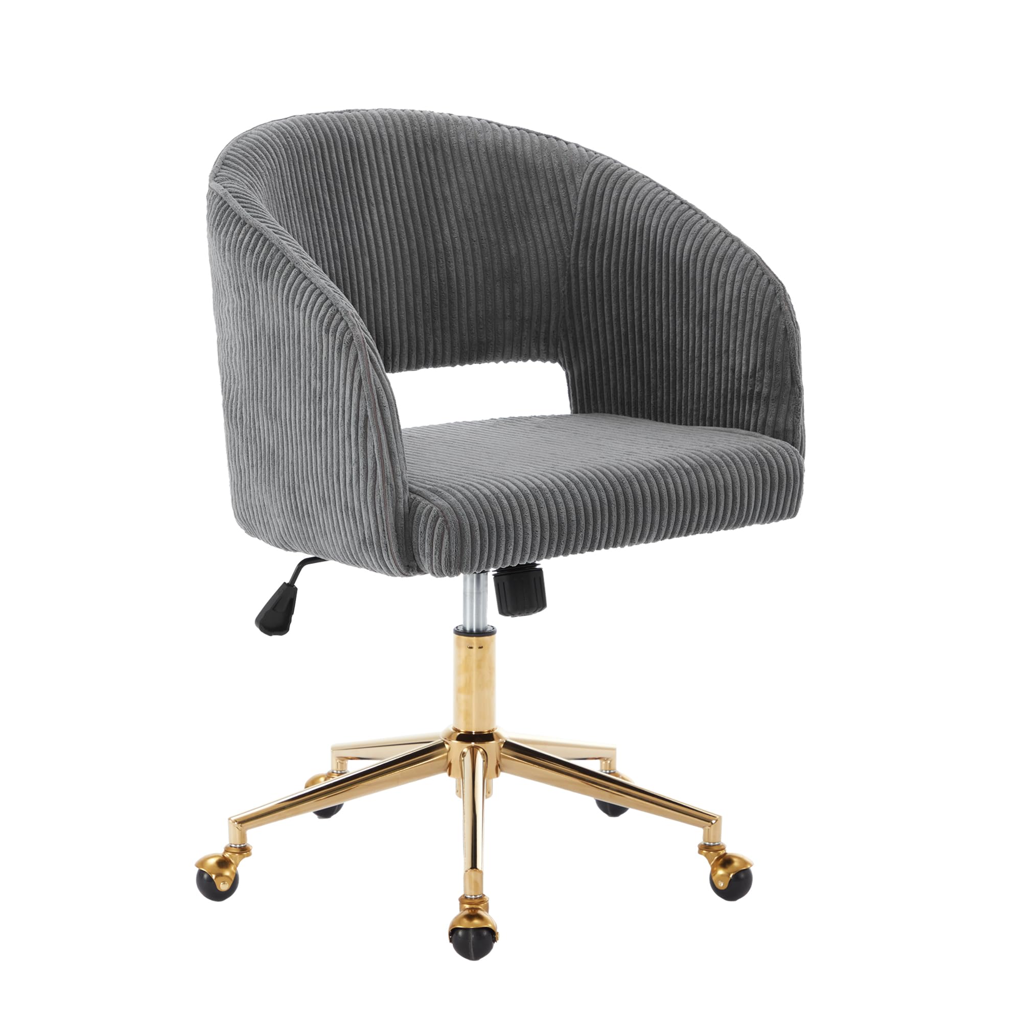 Home Office Chair Swivel Velvet Desk Chair Accent Armchair Upholstered Modern Tufted Chairs with Gold Base for Girls Women Ergonomic Study Seat Computer Task Stools for Living Room(Cream)