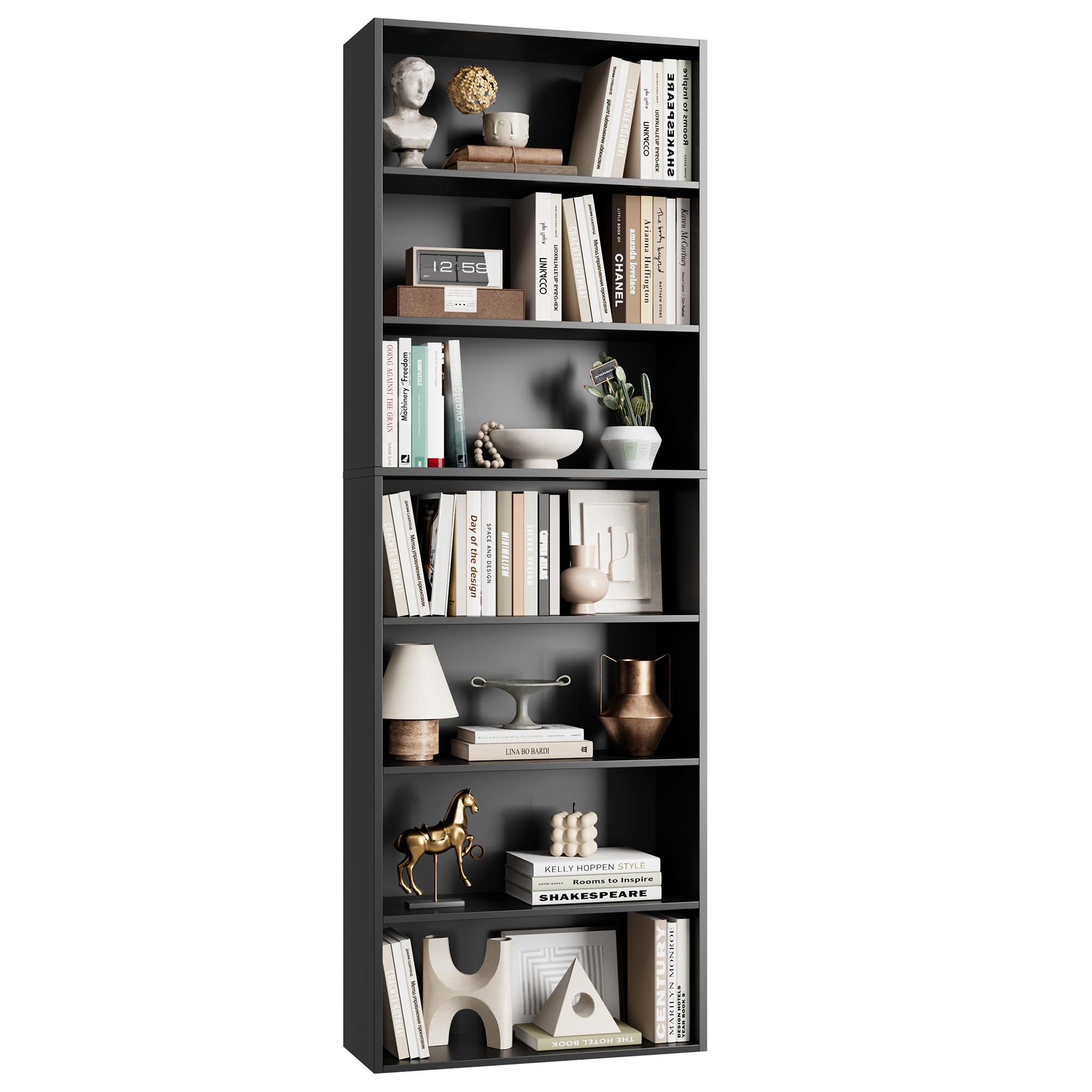 FACBOTALL 82" Tall Bookshelf, 7-Tier Open Shelves Bookcase, Freestanding Display Storage Shelves, Tall Bookcase Home Decor Furniture for Home Office, Living Room, Bedroom, Green