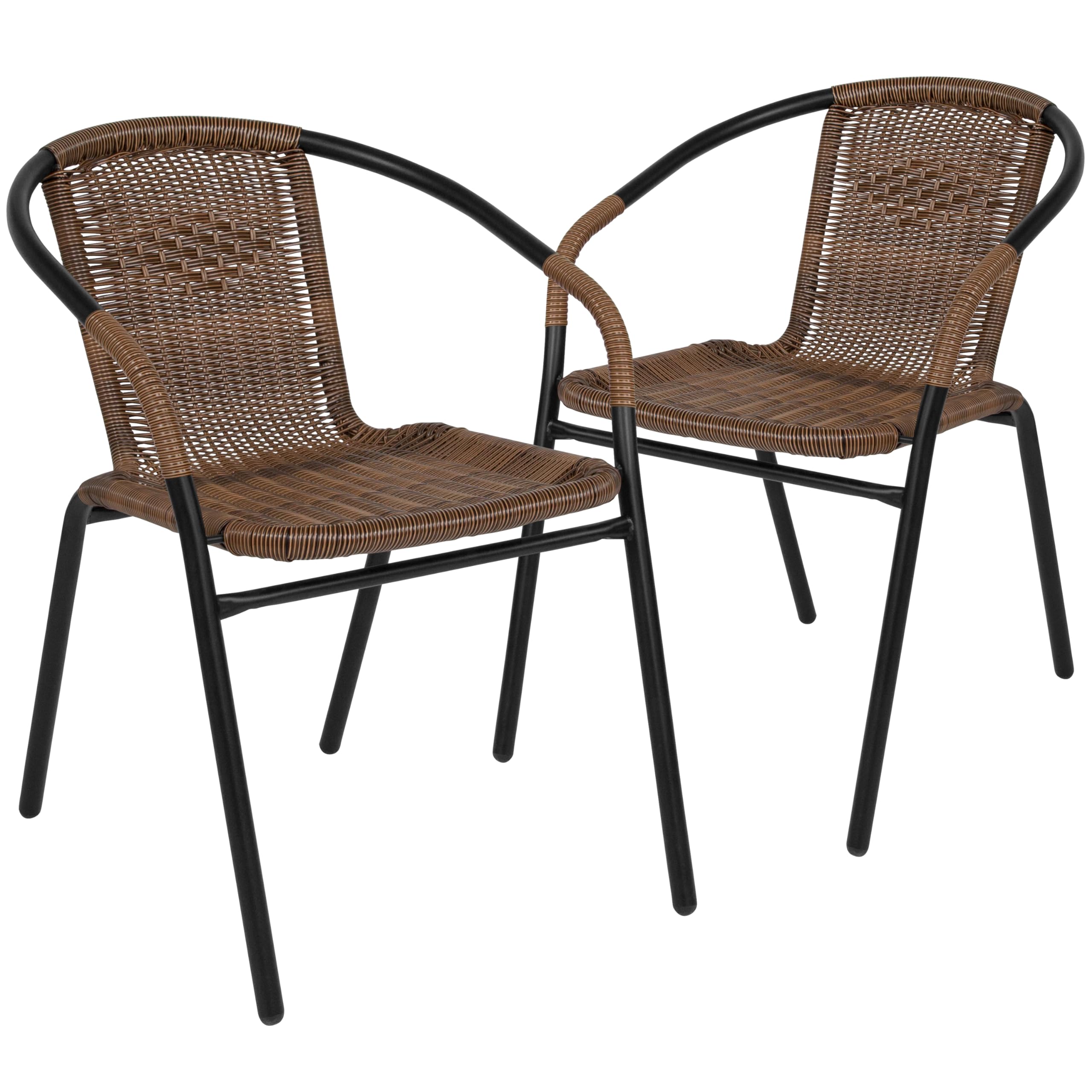 Flash Furniture Lila 4 Pack Beige Rattan Indoor-Outdoor Restaurant Stack Chair | Versatile and Stylish Seating