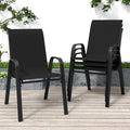 Patio Chairs Set of 6, Stackable Outdoor Dining Chairs for All Weather Textilene Fabric & Metal Frame, Outdoor Chairs Set for Backyard Deck Garden
