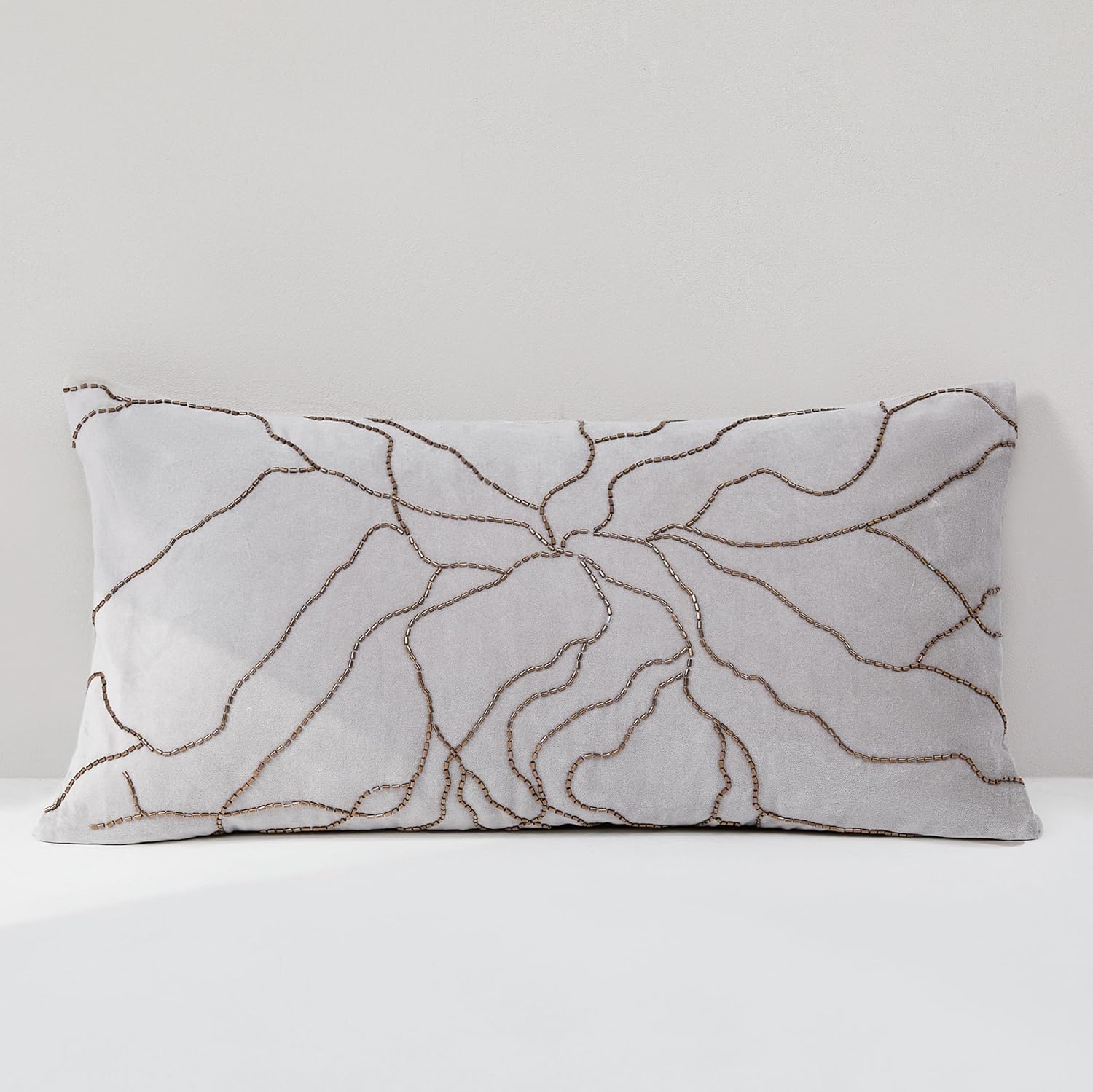 Lush Decor Roots Velvet Decorative Pillow Cover Single 12" W x 22" L Gray - 12x22 Pillow Cover - Luxury Throw Pillows for Bed, Couch or Chair - Luxury Home Decor