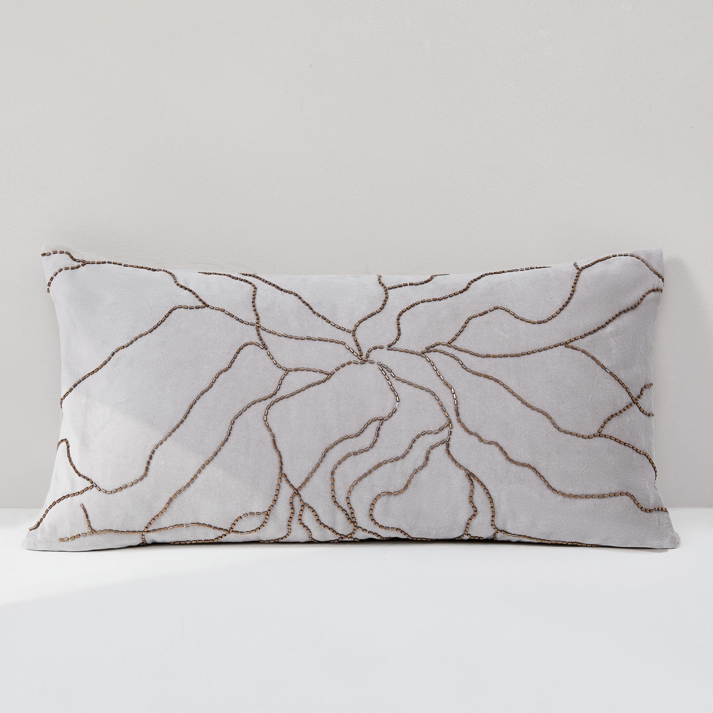 Lush Decor Roots Velvet Decorative Pillow Cover Single 12" W x 22" L Gray - 12x22 Pillow Cover - Luxury Throw Pillows for Bed, Couch or Chair - Luxury Home Decor