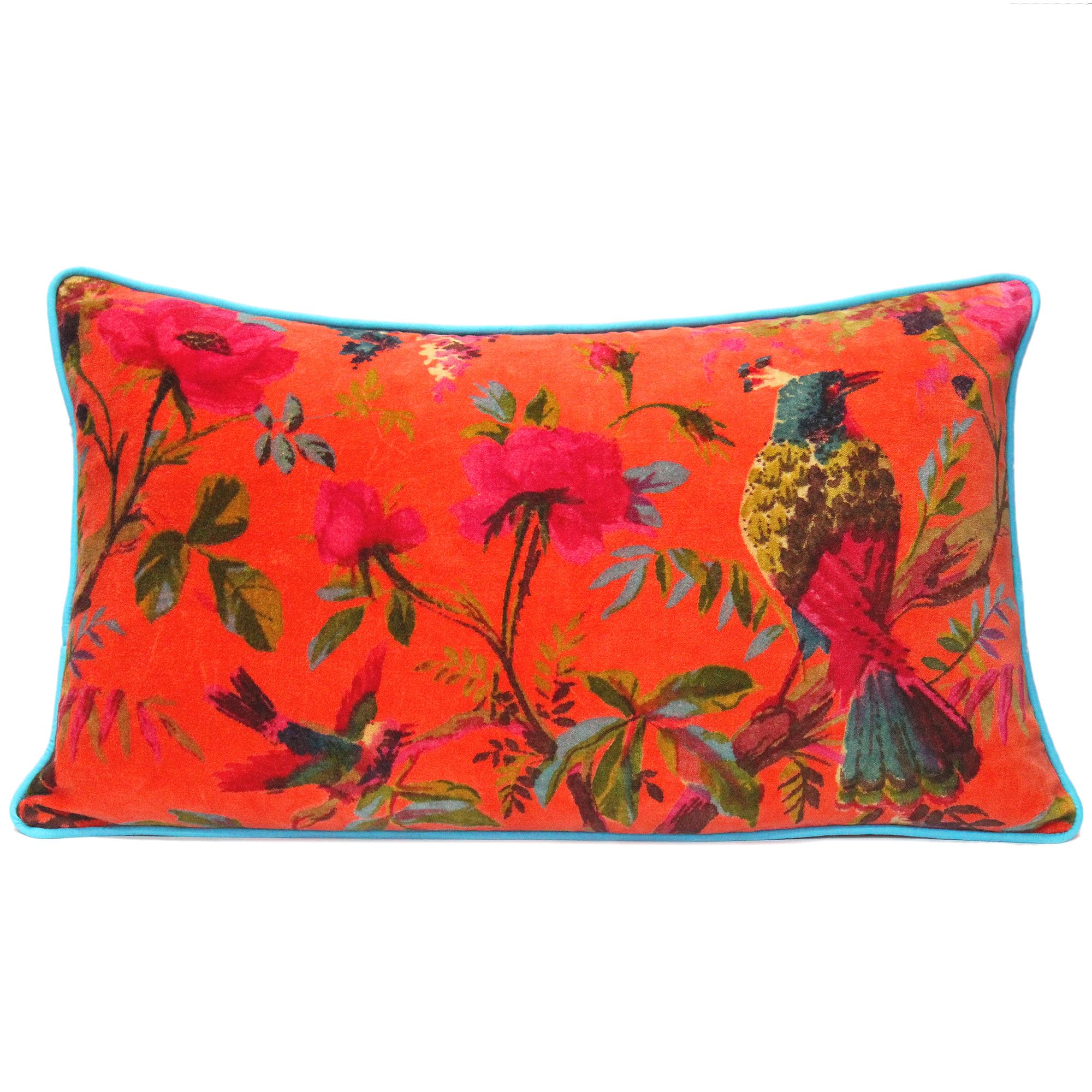 24x24 inch Burgundy Red Velvet Floral Flower Bird Throw Pillow Sofa Cushion Cover Case Couch Bohemian Accent Colorful Boho Chic Indian Handmade Cover Only