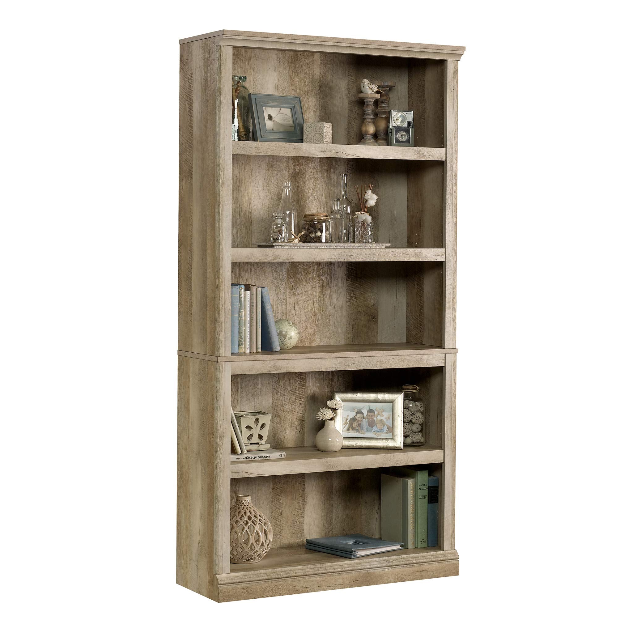 Sauder 5 Tier Book Shelf Wooden Bookcase Multipurpose Bookshelf for Home Office, Living Room, in Vintage Oak