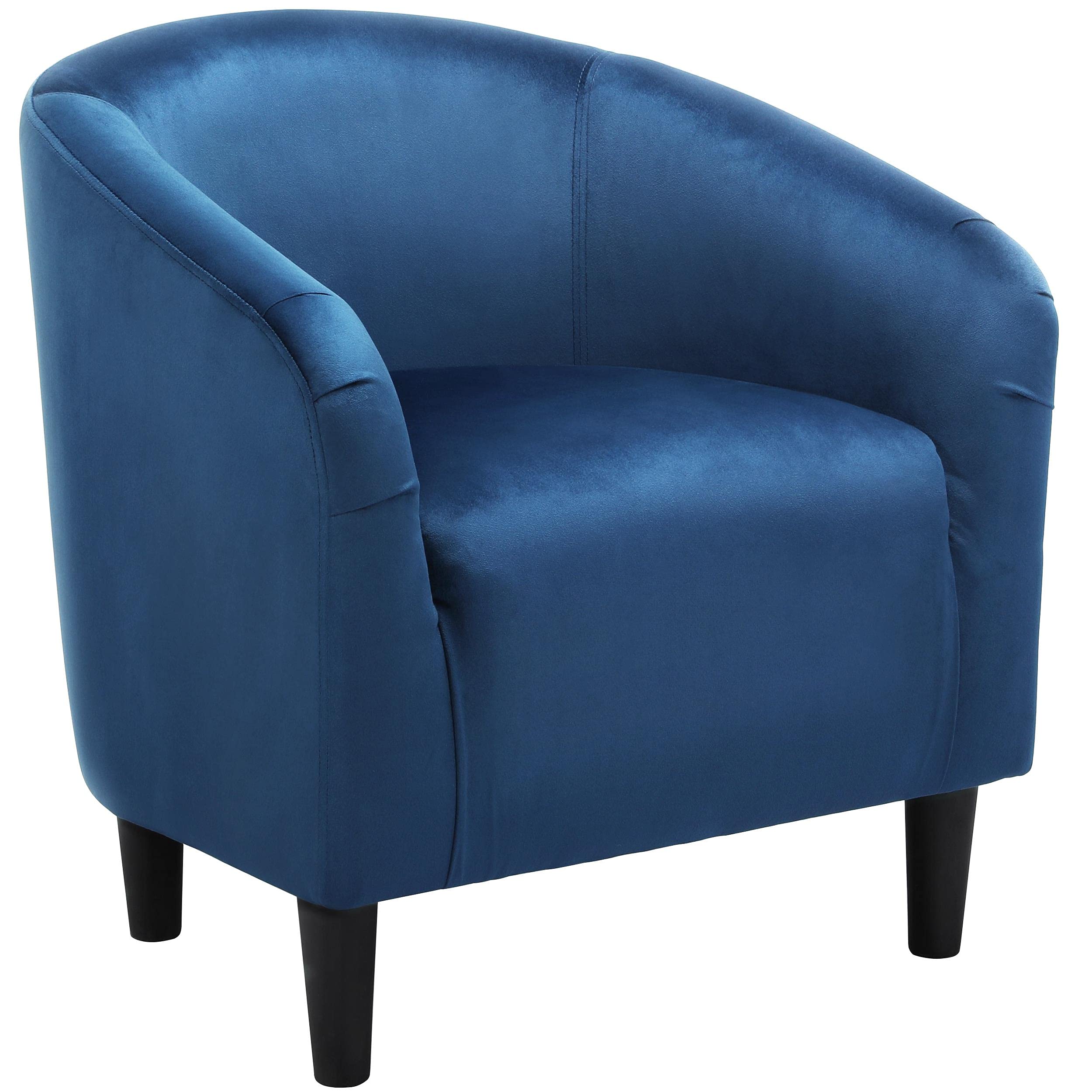Yaheetech Velvet Club Chair, Modern Tufted Accent Chair with Armrest, Upholstered Barrel Chair with Solid Legs for Living Room/Bedroom/Study/Waiting Room, Navy Blue