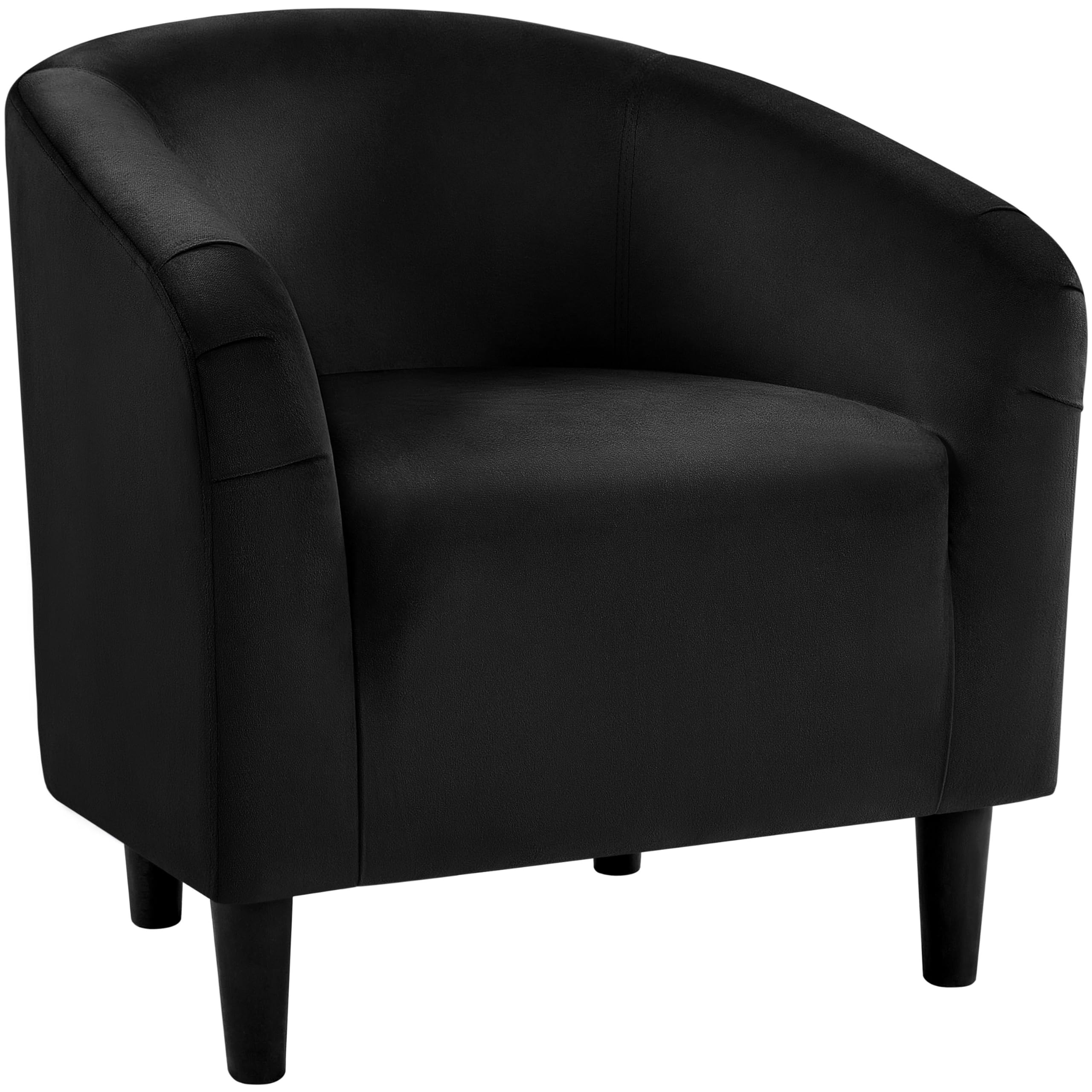 Yaheetech Velvet Club Chair, Modern Tufted Accent Chair with Armrest, Upholstered Barrel Chair with Solid Legs for Living Room/Bedroom/Study/Waiting Room, Navy Blue