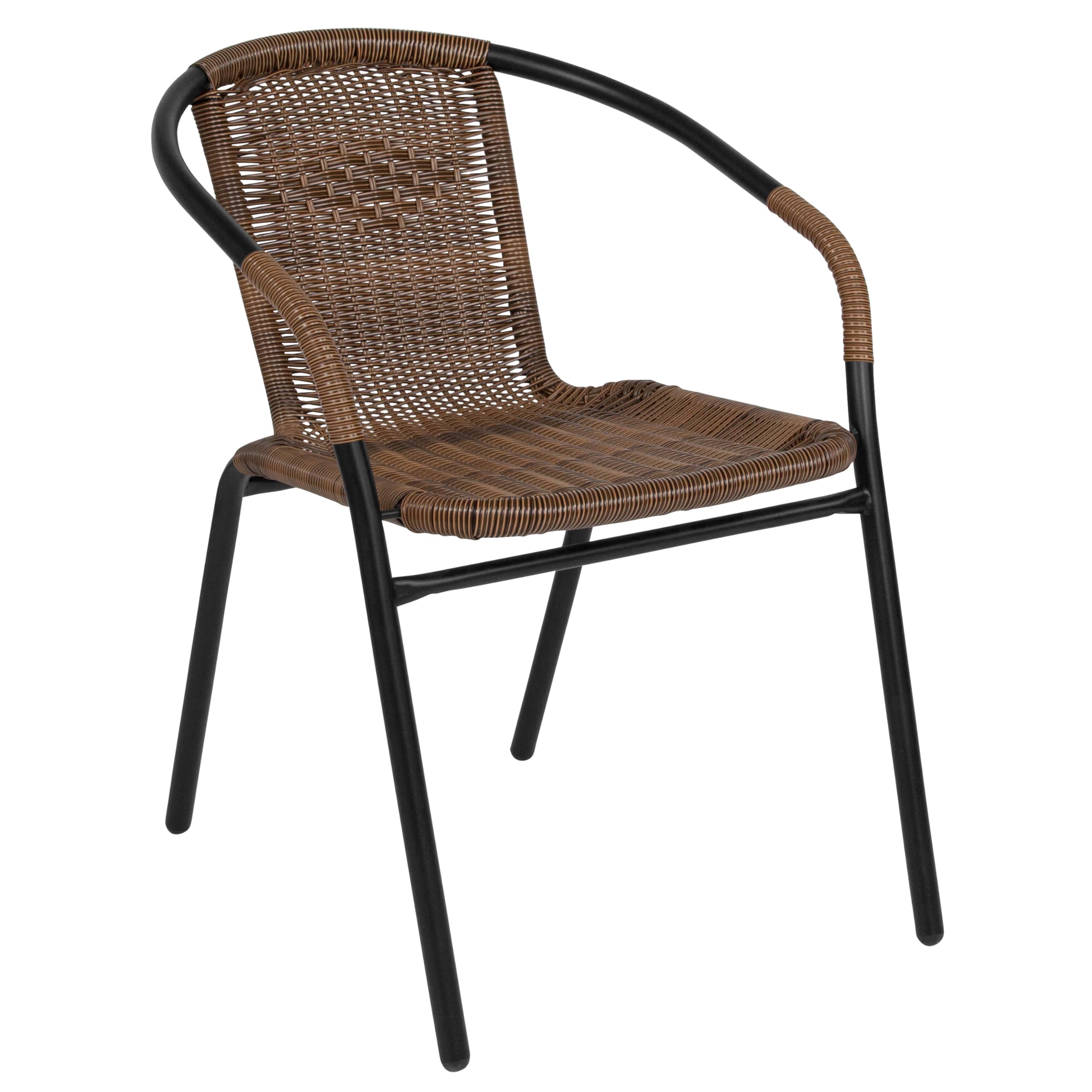 Flash Furniture Lila 4 Pack Beige Rattan Indoor-Outdoor Restaurant Stack Chair | Versatile and Stylish Seating