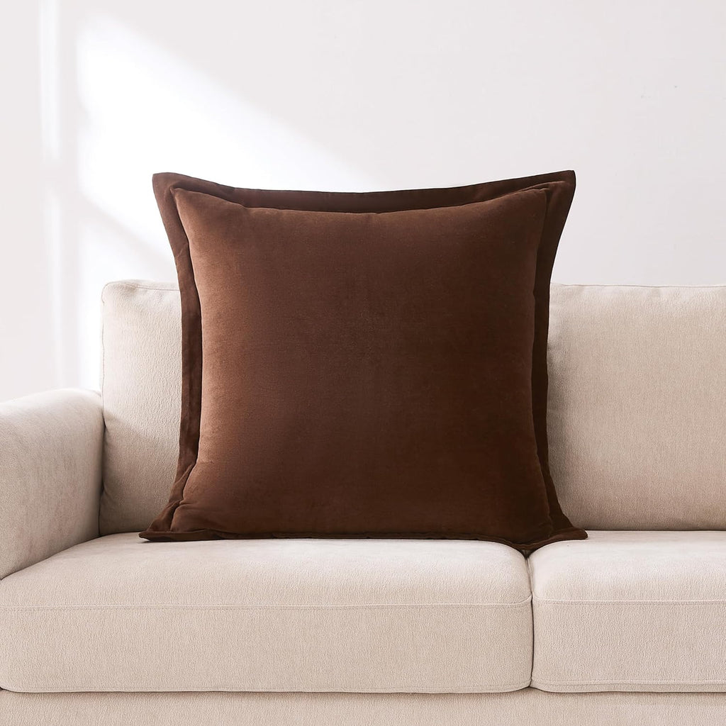 Lush Decor x Chuks Collins Terran Velvet Euro Sham Cover Single 26" W x 26" L Brown - Velvet Throw Pillow - Euro Pillow Covers - Glam Decorative Pillows for Bed - Luxury Home Decor