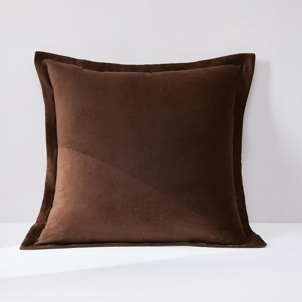 Lush Decor x Chuks Collins Terran Velvet Euro Sham Cover Single 26" W x 26" L Brown - Velvet Throw Pillow - Euro Pillow Covers - Glam Decorative Pillows for Bed - Luxury Home Decor