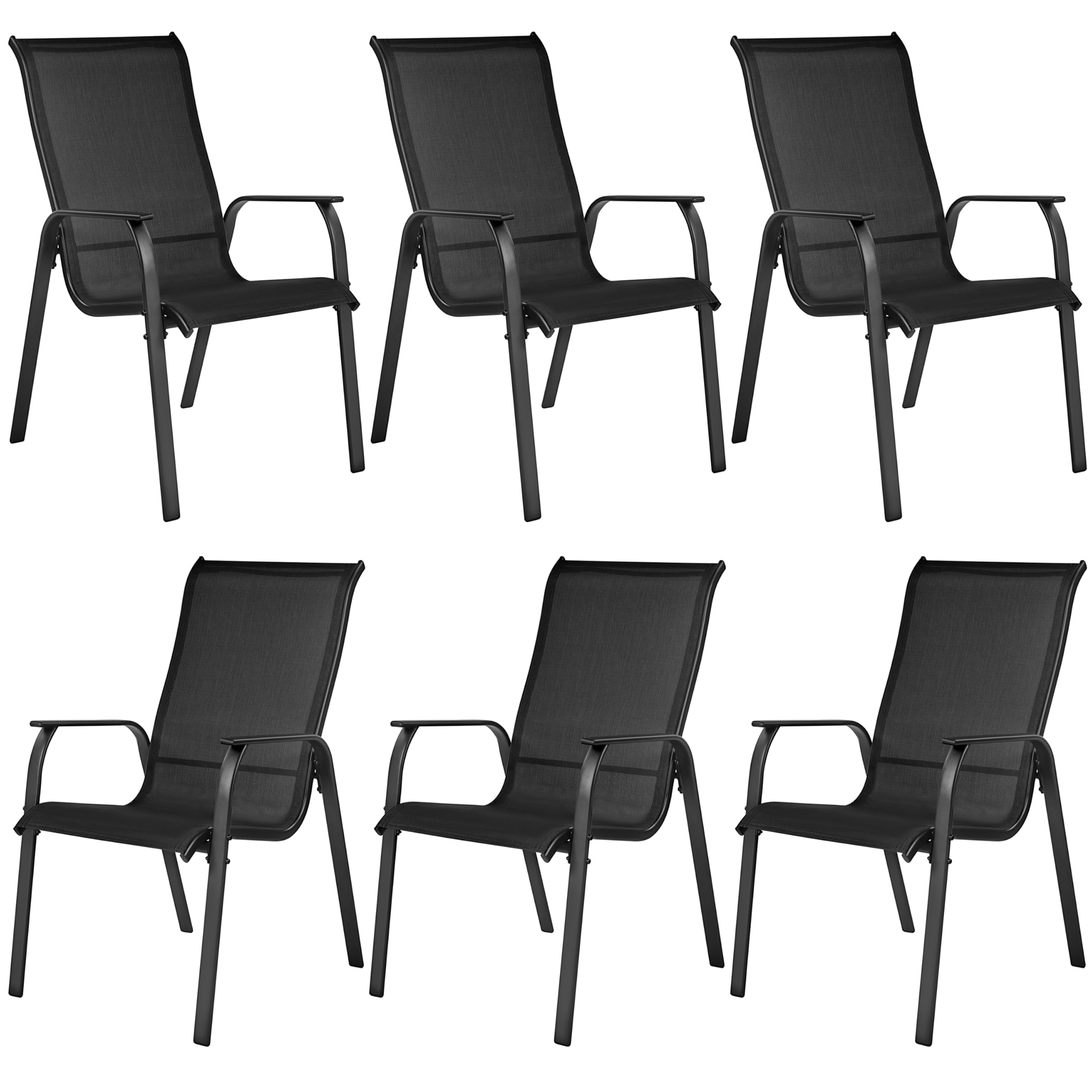 Yaheetech Set of 2 Patio Dining Chairs, Outdoor Stackable Patio Chairs with Backrest/Armrests, All Weather Chairs for Garden/Lawn/Porch/Backyard Pool, Black