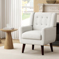 Linen Fabric Living Room Chairs, Accent Chair, Mid Century Modern Armchair for Living Room, Bedroom Button Tufted Upholstered Comfy Reading Sofas,Vanity Chair (2, Beige)