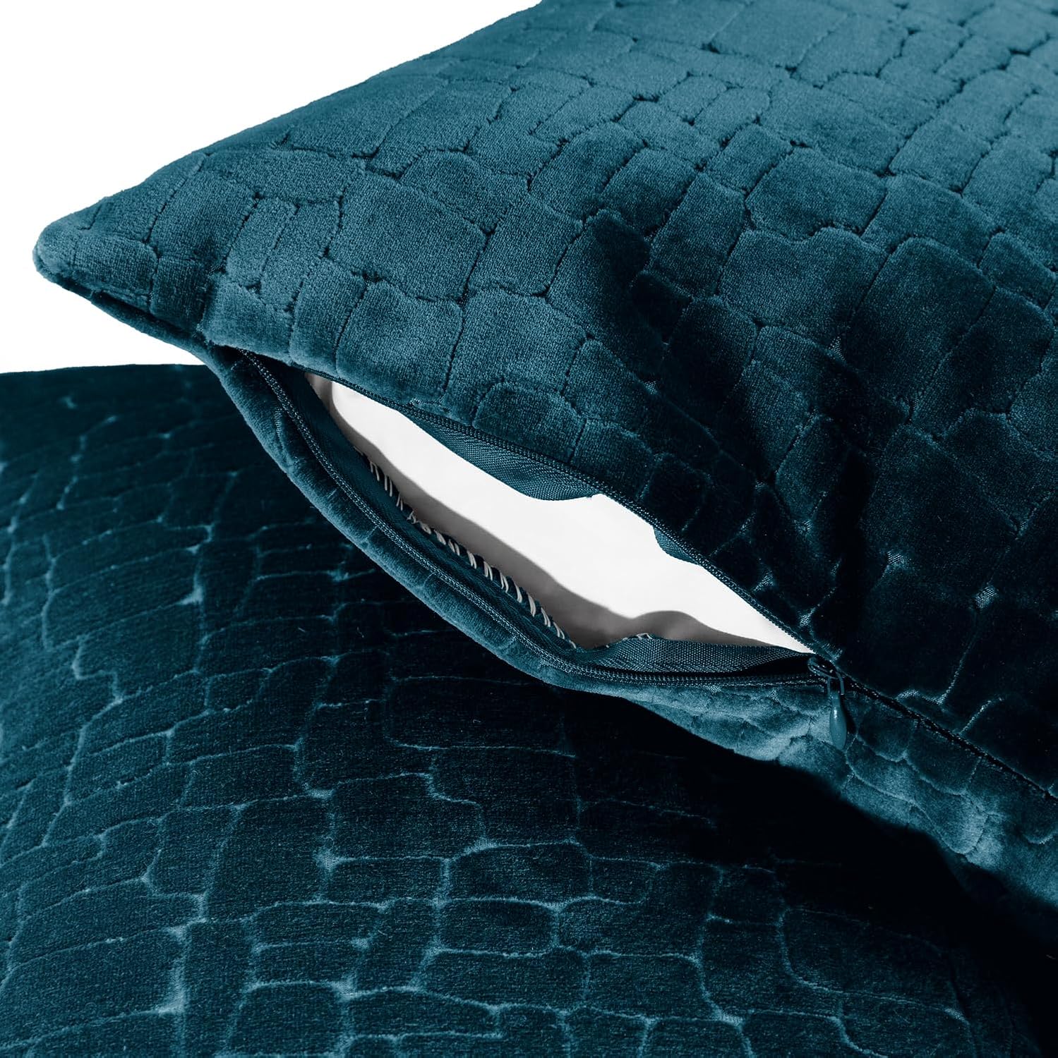 Austin Horn Classics Animal Pattern Cut Velvet Pillow Cover Only Set of 2 Teal Blue 20"X20"