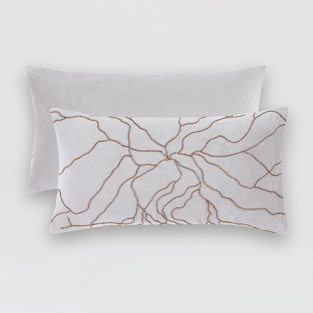 Lush Decor Roots Velvet Decorative Pillow Cover Single 12" W x 22" L Gray - 12x22 Pillow Cover - Luxury Throw Pillows for Bed, Couch or Chair - Luxury Home Decor