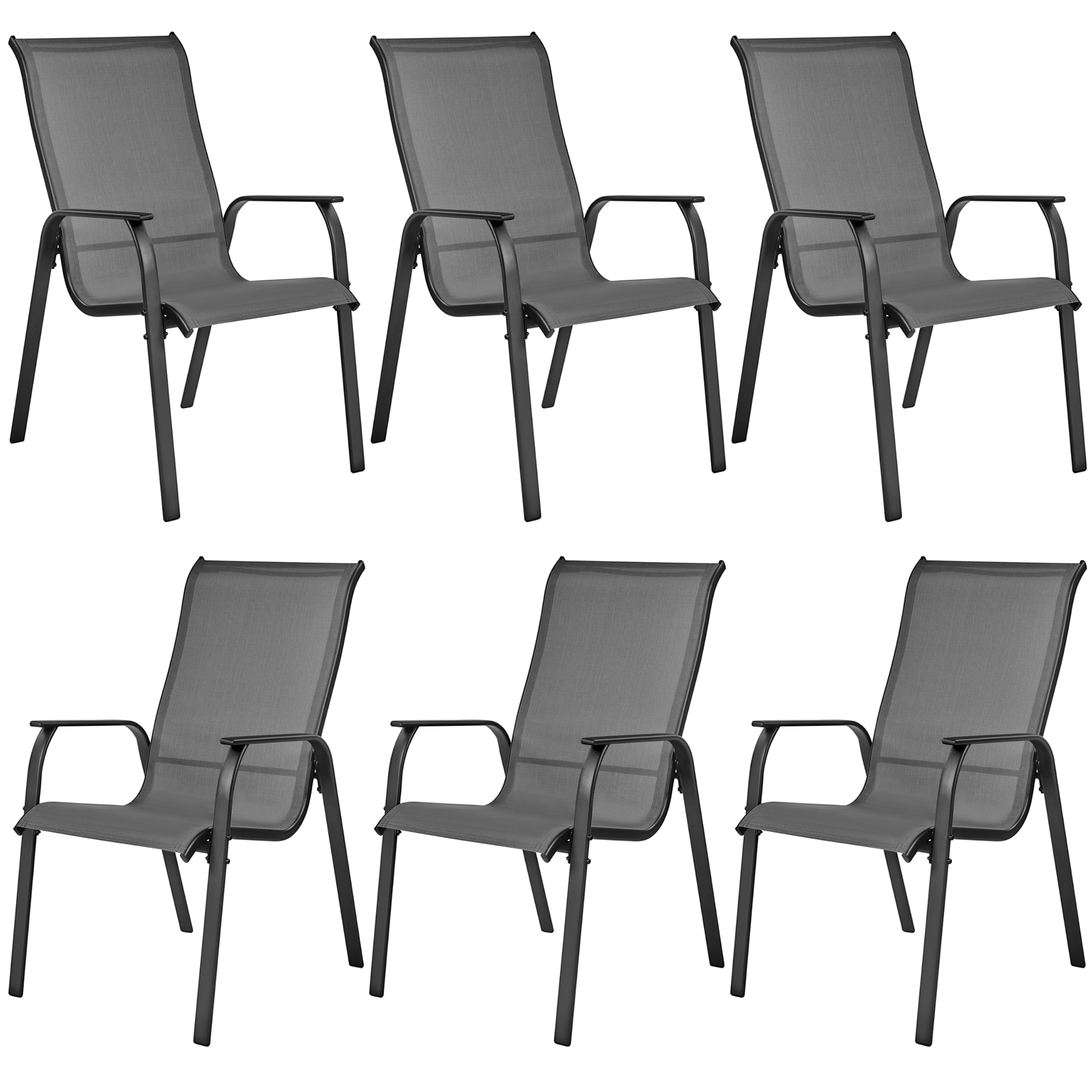Yaheetech Set of 2 Patio Dining Chairs, Outdoor Stackable Patio Chairs with Backrest/Armrests, All Weather Chairs for Garden/Lawn/Porch/Backyard Pool, Black