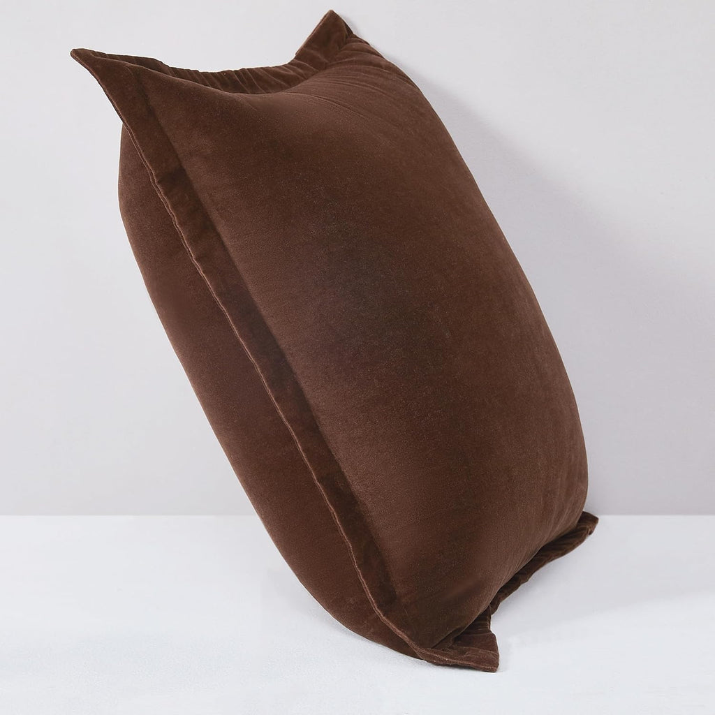 Lush Decor x Chuks Collins Terran Velvet Euro Sham Cover Single 26" W x 26" L Brown - Velvet Throw Pillow - Euro Pillow Covers - Glam Decorative Pillows for Bed - Luxury Home Decor
