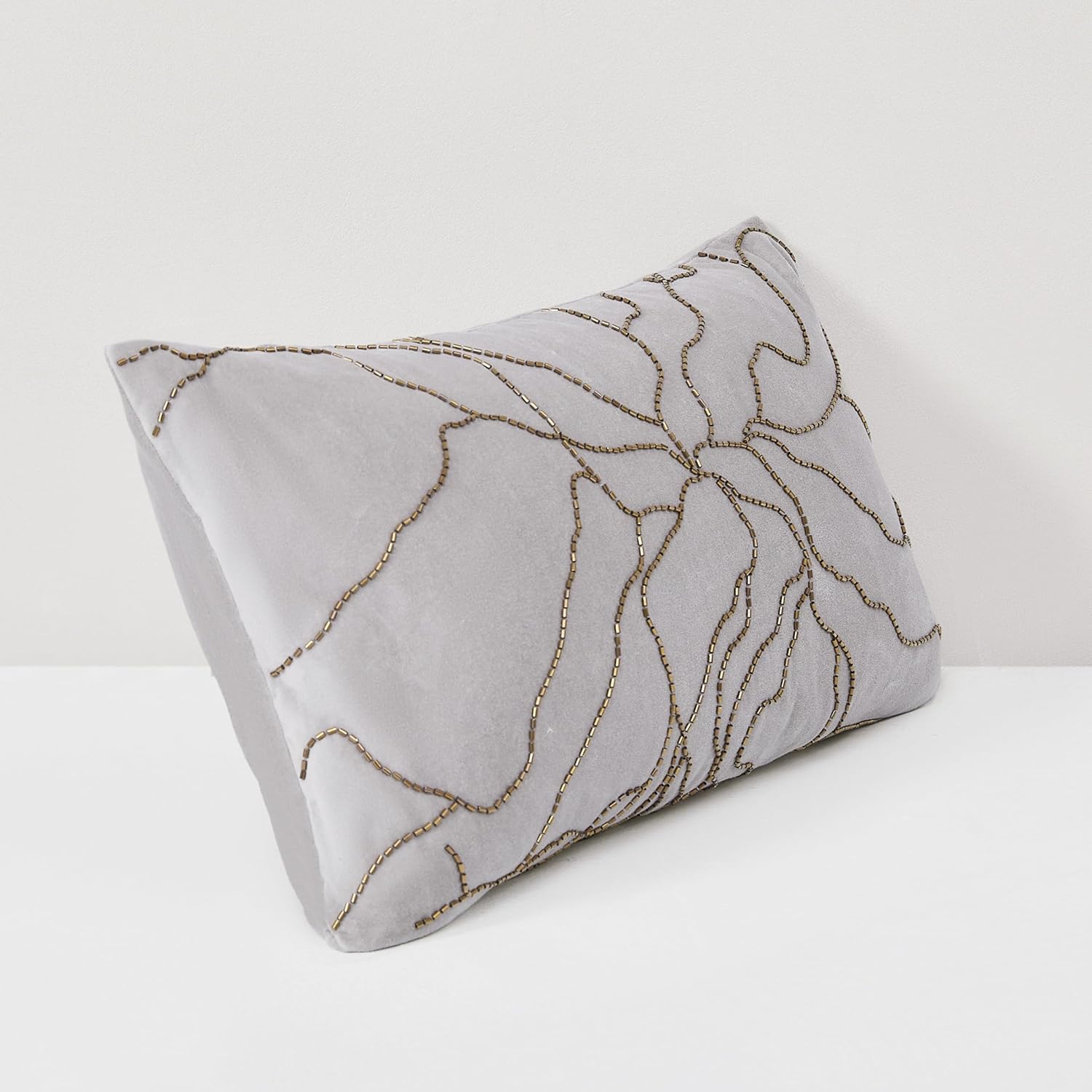 Lush Decor Roots Velvet Decorative Pillow Cover Single 12" W x 22" L Gray - 12x22 Pillow Cover - Luxury Throw Pillows for Bed, Couch or Chair - Luxury Home Decor