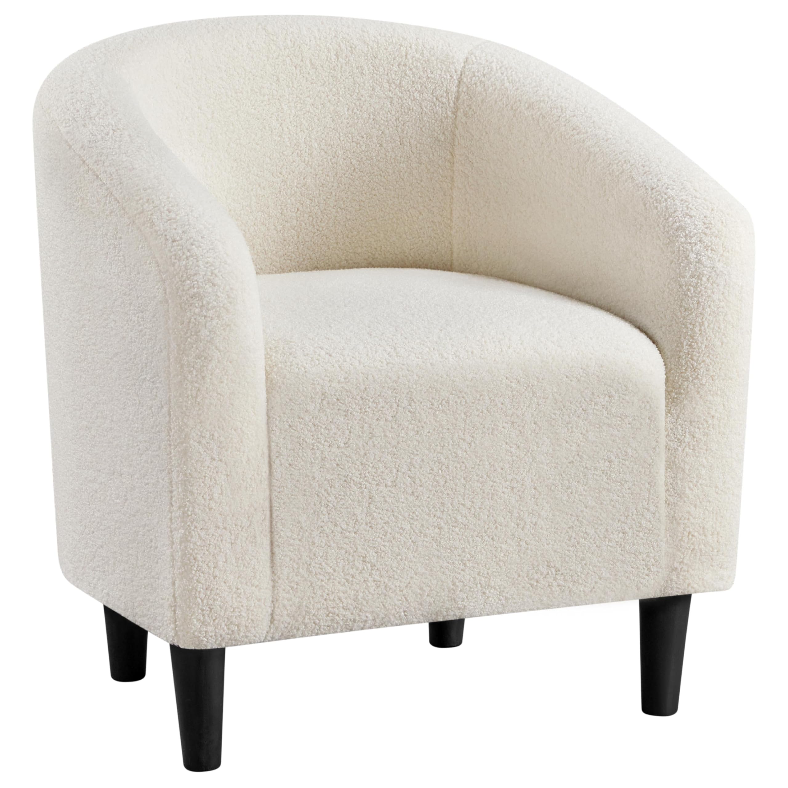 Yaheetech Velvet Club Chair, Modern Tufted Accent Chair with Armrest, Upholstered Barrel Chair with Solid Legs for Living Room/Bedroom/Study/Waiting Room, Navy Blue