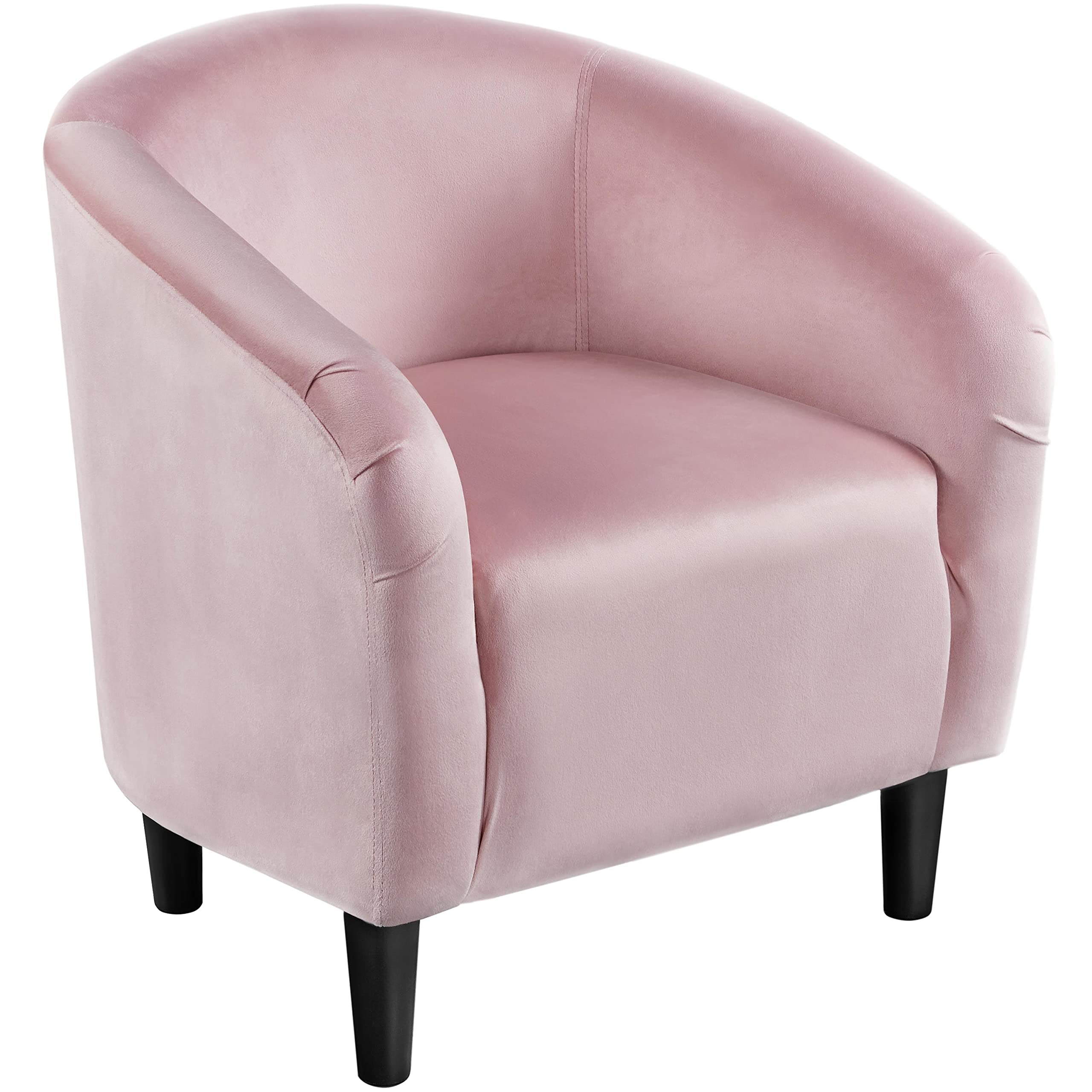 Yaheetech Velvet Club Chair, Modern Tufted Accent Chair with Armrest, Upholstered Barrel Chair with Solid Legs for Living Room/Bedroom/Study/Waiting Room, Navy Blue