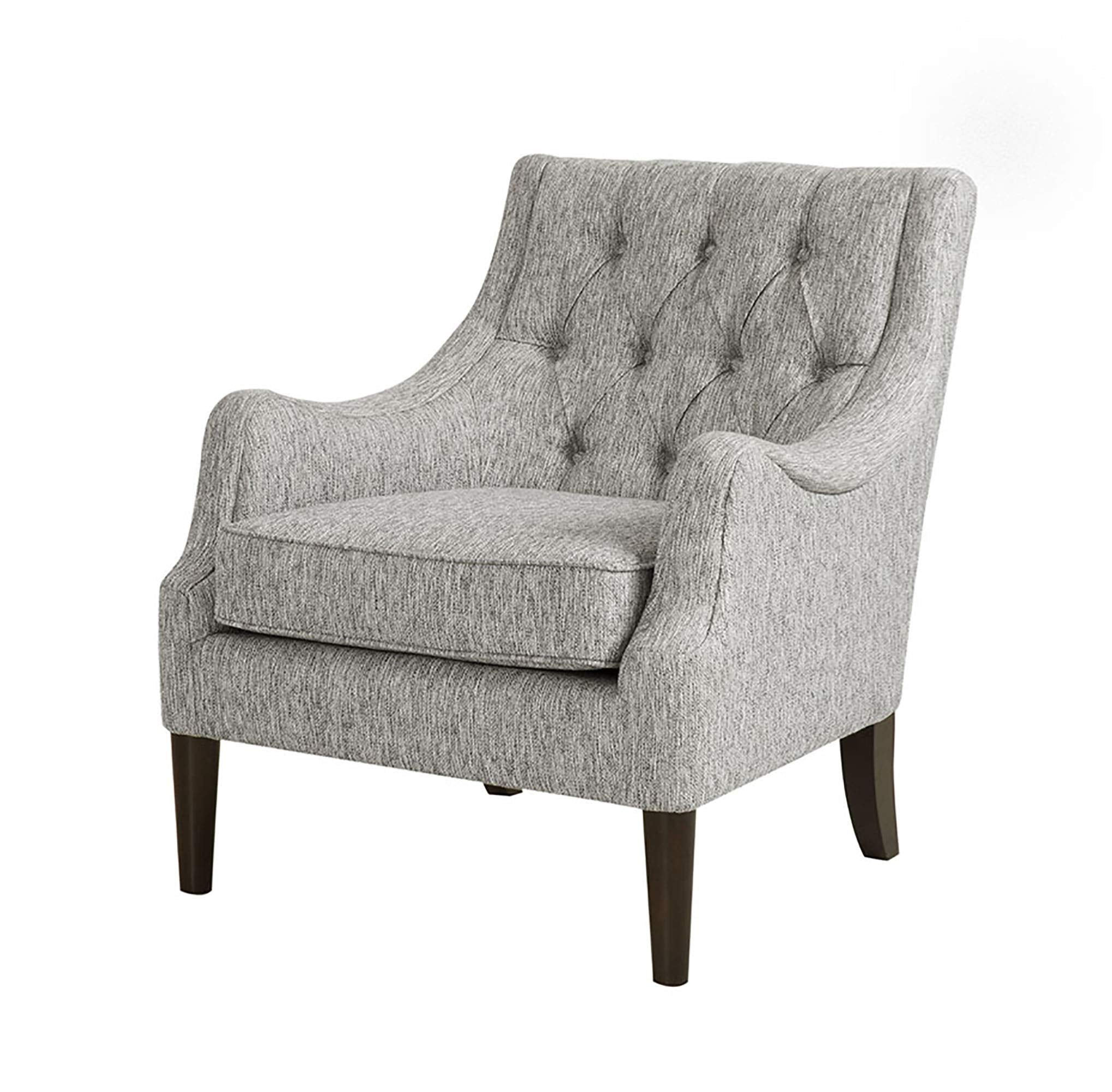Madison Park Accent Chair for Living Room, Upholstered Button Tufted Back, Removable 5.75" T Seat Cushion, Solid Wood Legs, Modern Accent Armchair Family Room Furniture, Bedroom Chair, 29.25"W Beige