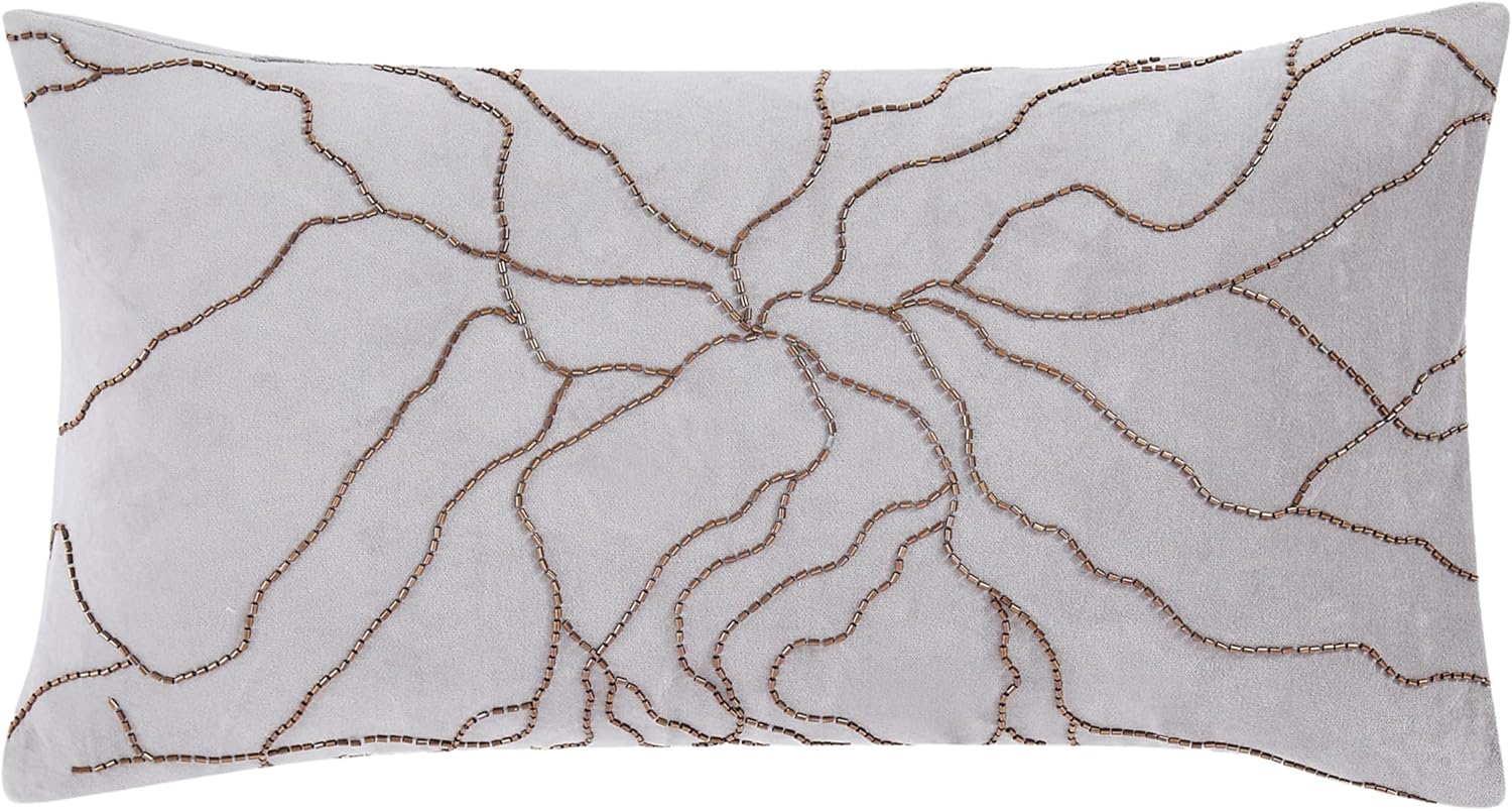 Lush Decor Roots Velvet Decorative Pillow Cover Single 12" W x 22" L Gray - 12x22 Pillow Cover - Luxury Throw Pillows for Bed, Couch or Chair - Luxury Home Decor
