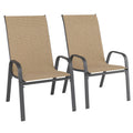 Patio Chairs, Stackable Outdoor Dining Chairs for All Weather, Metal Modern Outside Furniture Chair for Pool Side, Garden, Backyard Deck, Set of 4, Dark Grey