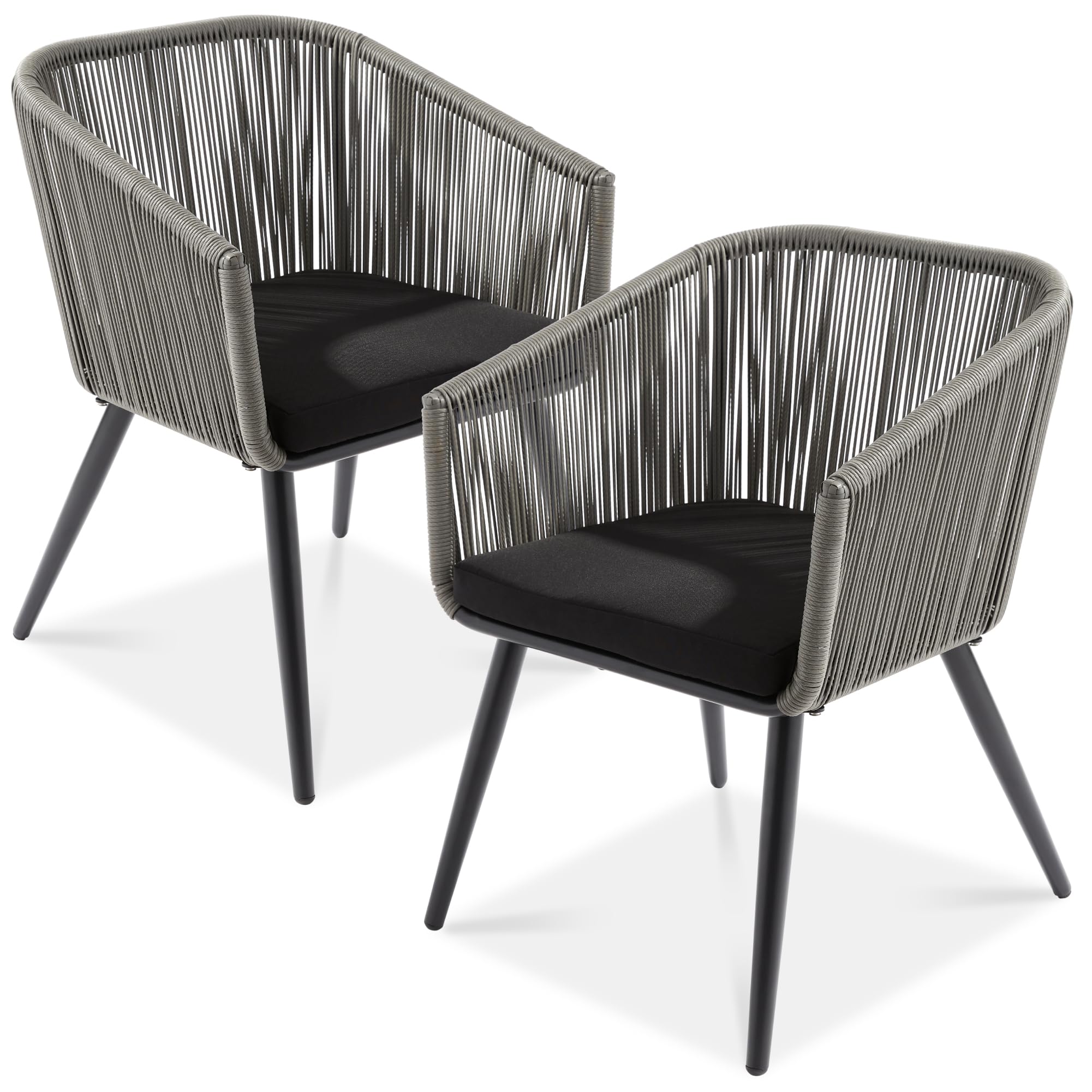 Best Choice Products Set of 2 Patio Dining Chairs, Outdoor Seating for Backyard, Poolside, Balcony w/Woven Wicker Design, 250lb Weight Capacity - Natural/Ivory